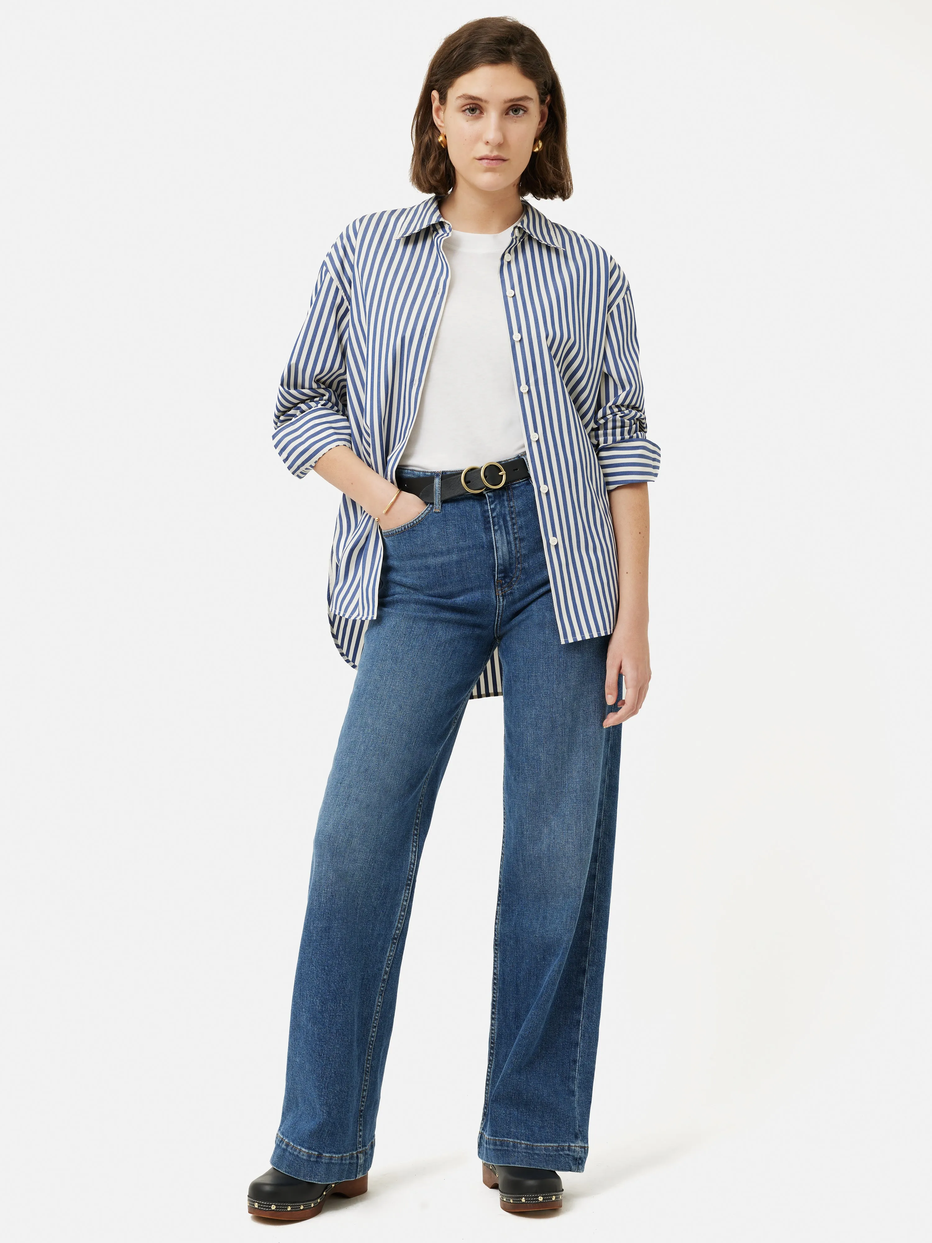 Whitney High Neck T-shirt | White sold by Jigsaw product image thumbnail 3