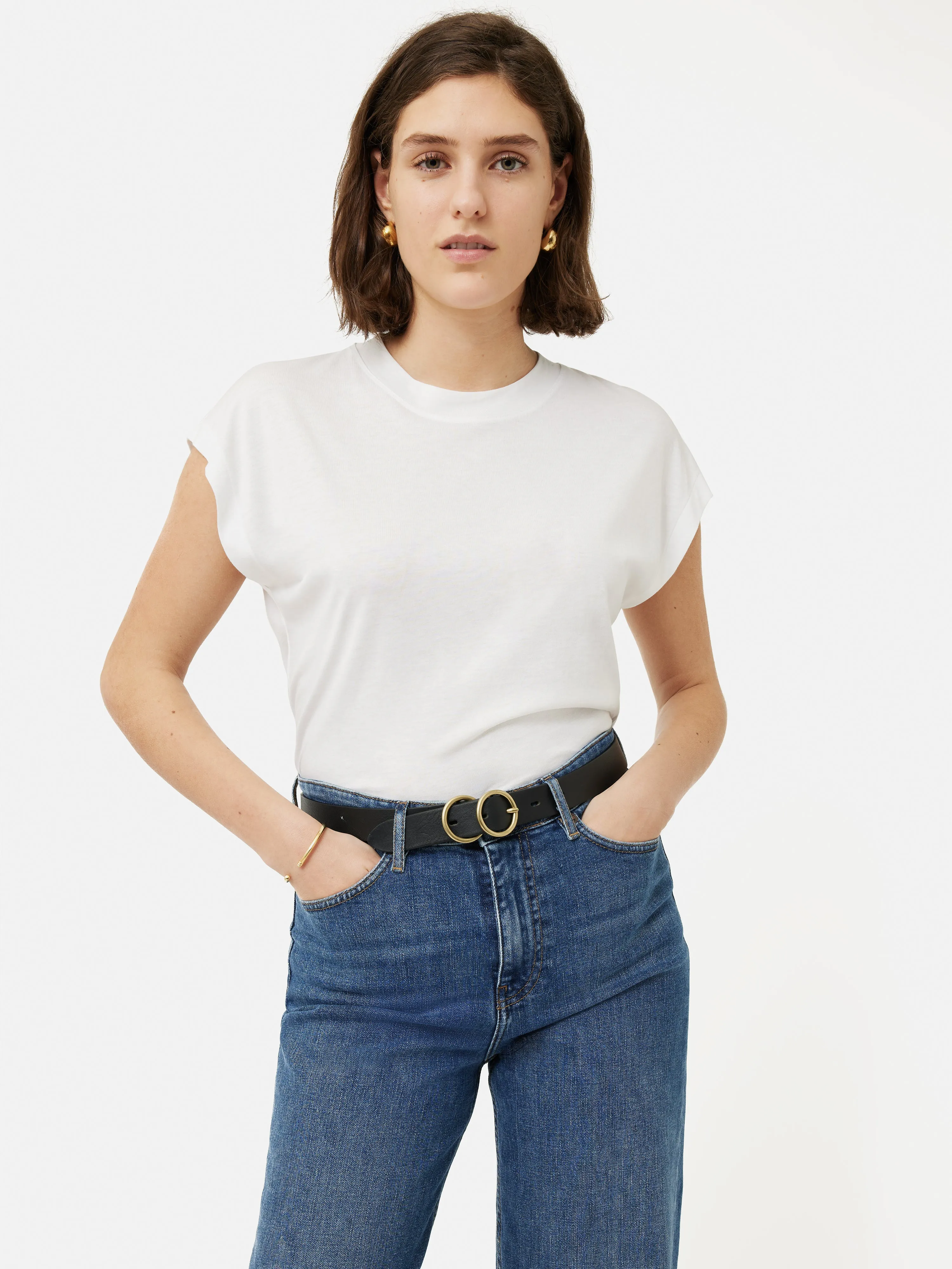 Whitney High Neck T-shirt | White sold by Jigsaw