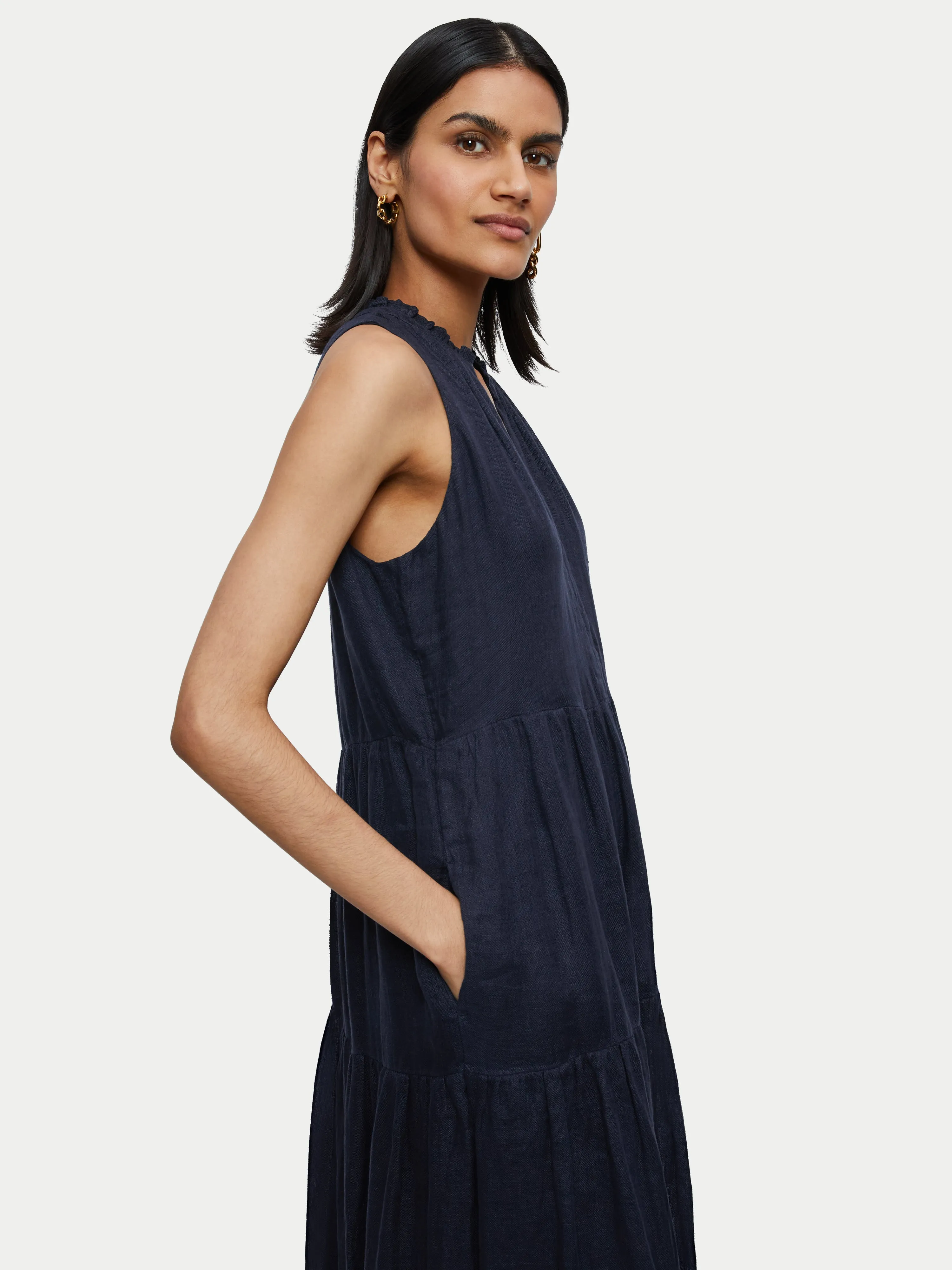 Gauze Linen Maxi Dress | Navy sold by Jigsaw product image thumbnail 2