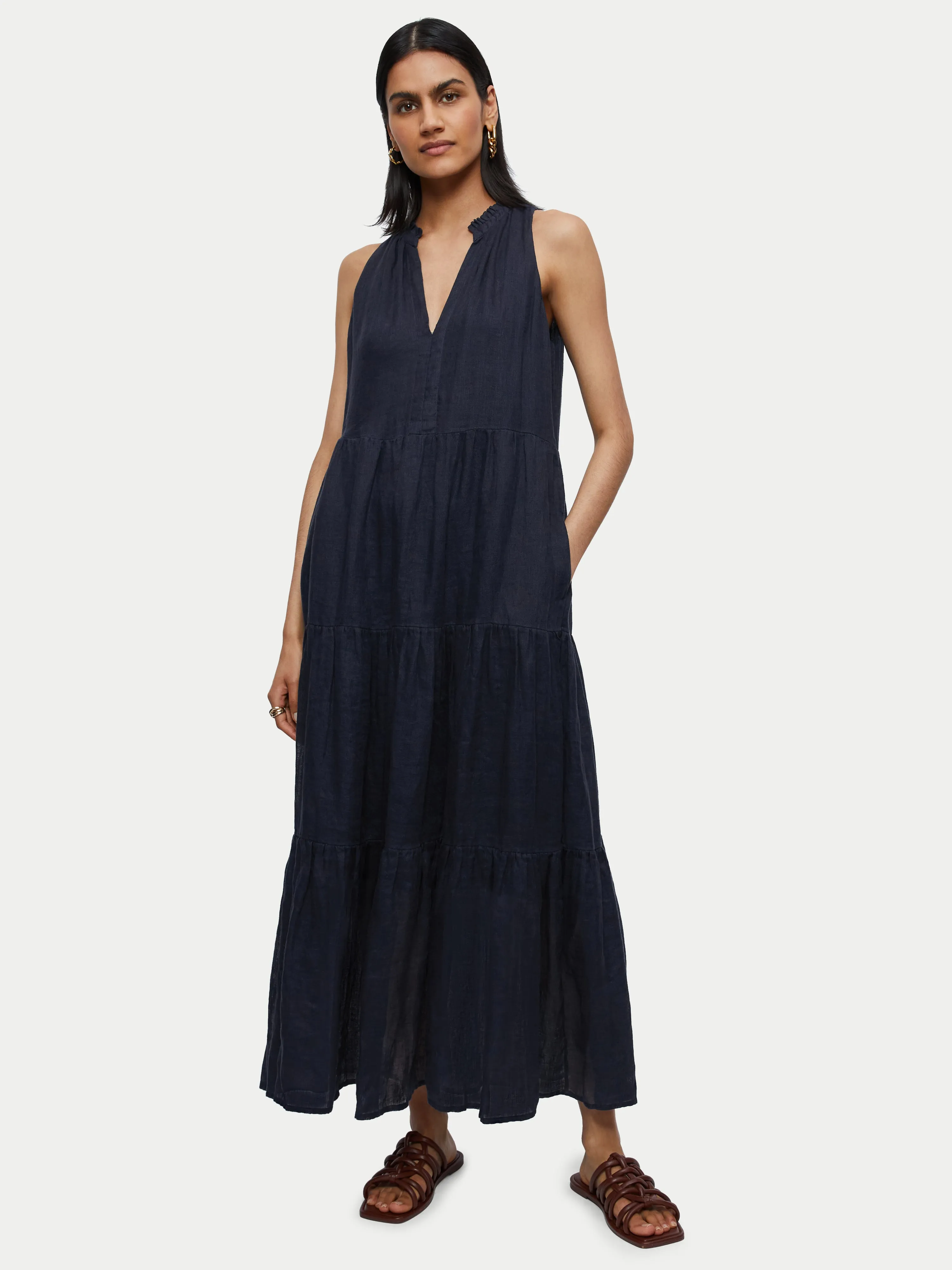 Gauze Linen Maxi Dress | Navy sold by Jigsaw product image thumbnail 4