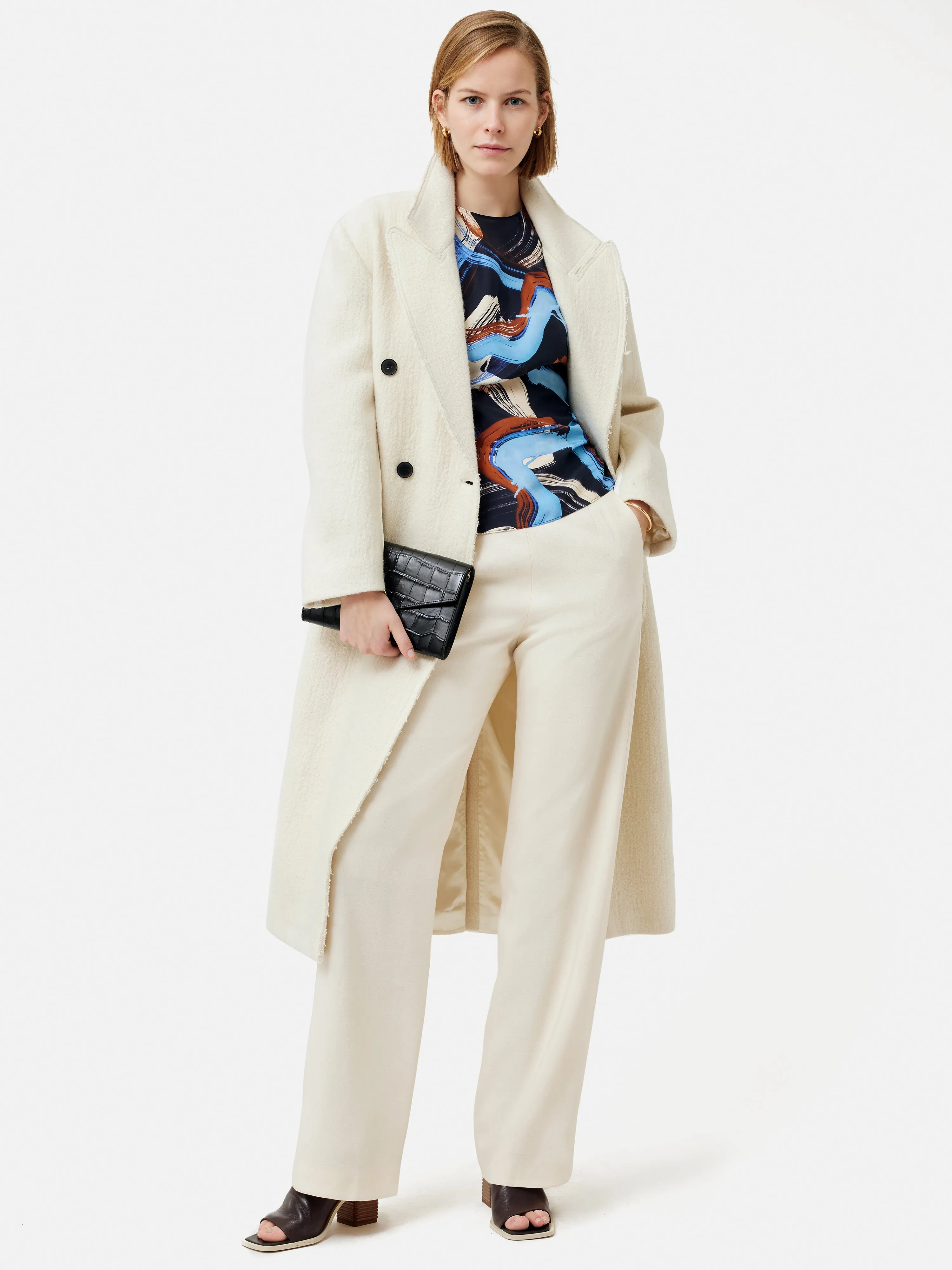 Painted Abstract Silk Front Top | Blue sold by Jigsaw product image thumbnail 3