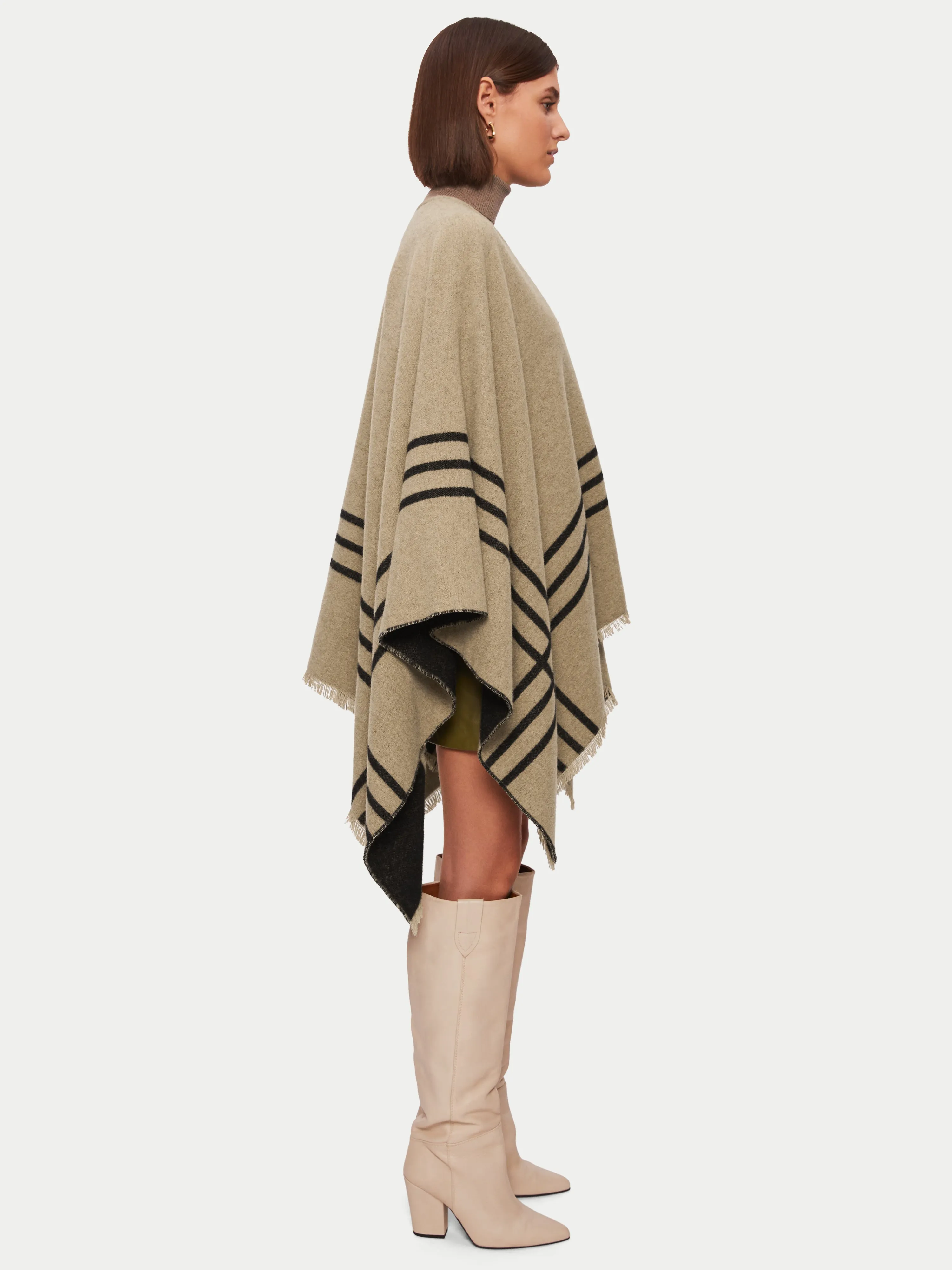 Checked Wool Blend Reversible Cape | Brown sold by Jigsaw product image thumbnail 4