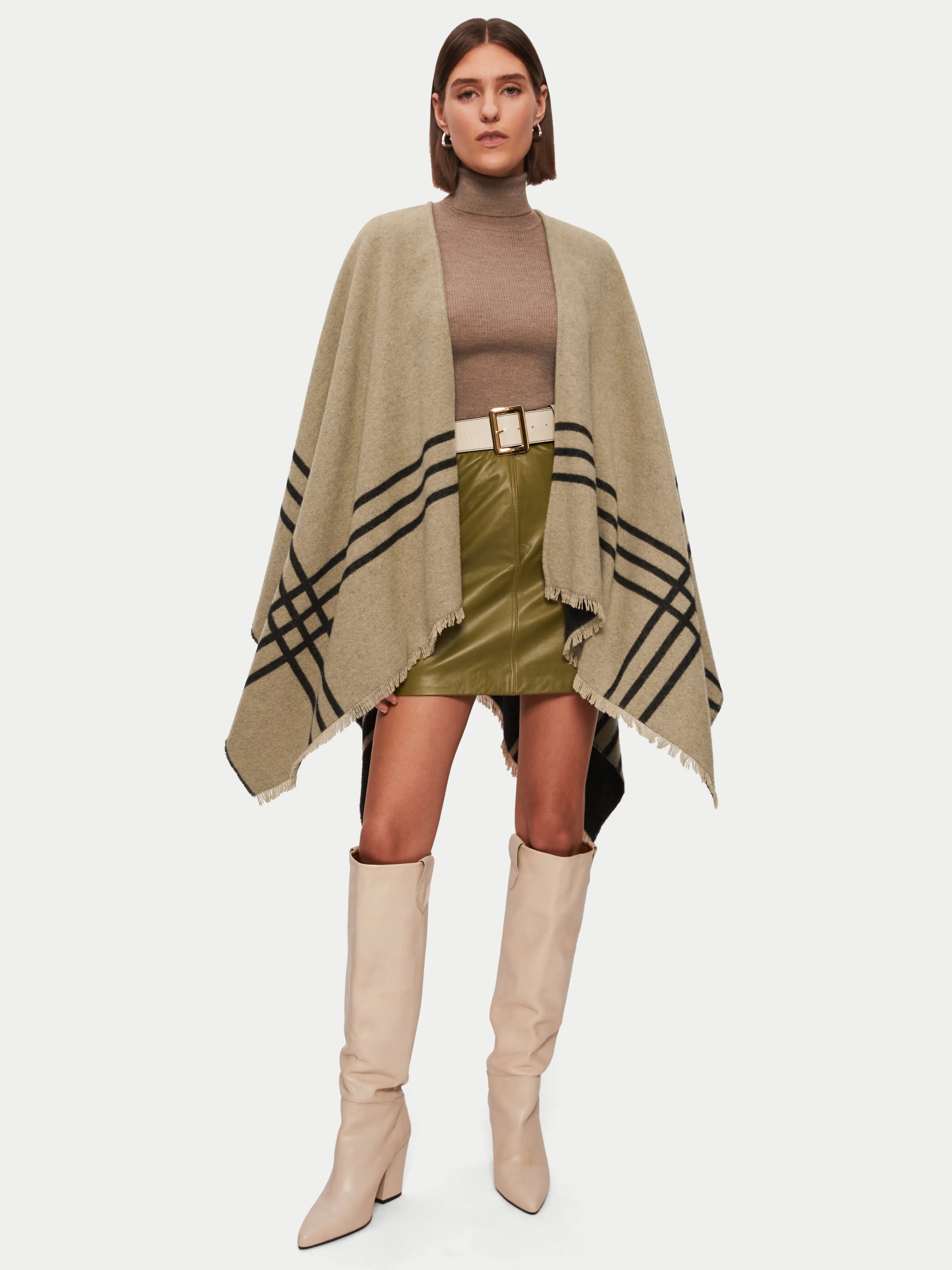 Checked Wool Blend Reversible Cape | Brown sold by Jigsaw product image thumbnail 5