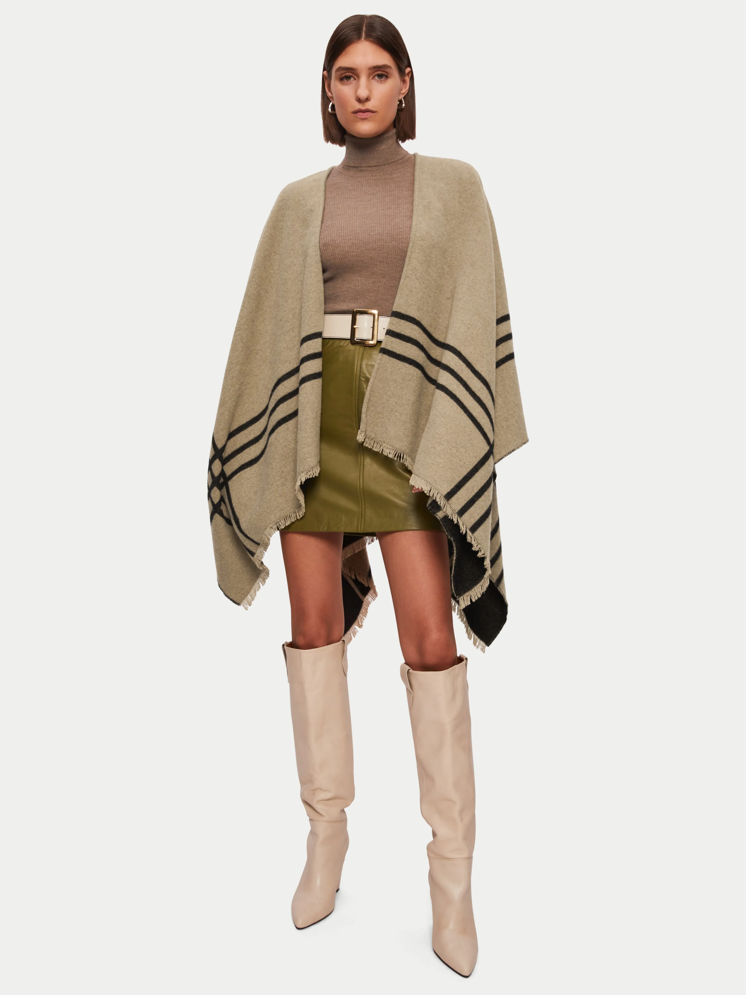 Checked Wool Blend Reversible Cape | Brown sold by Jigsaw product image thumbnail 2