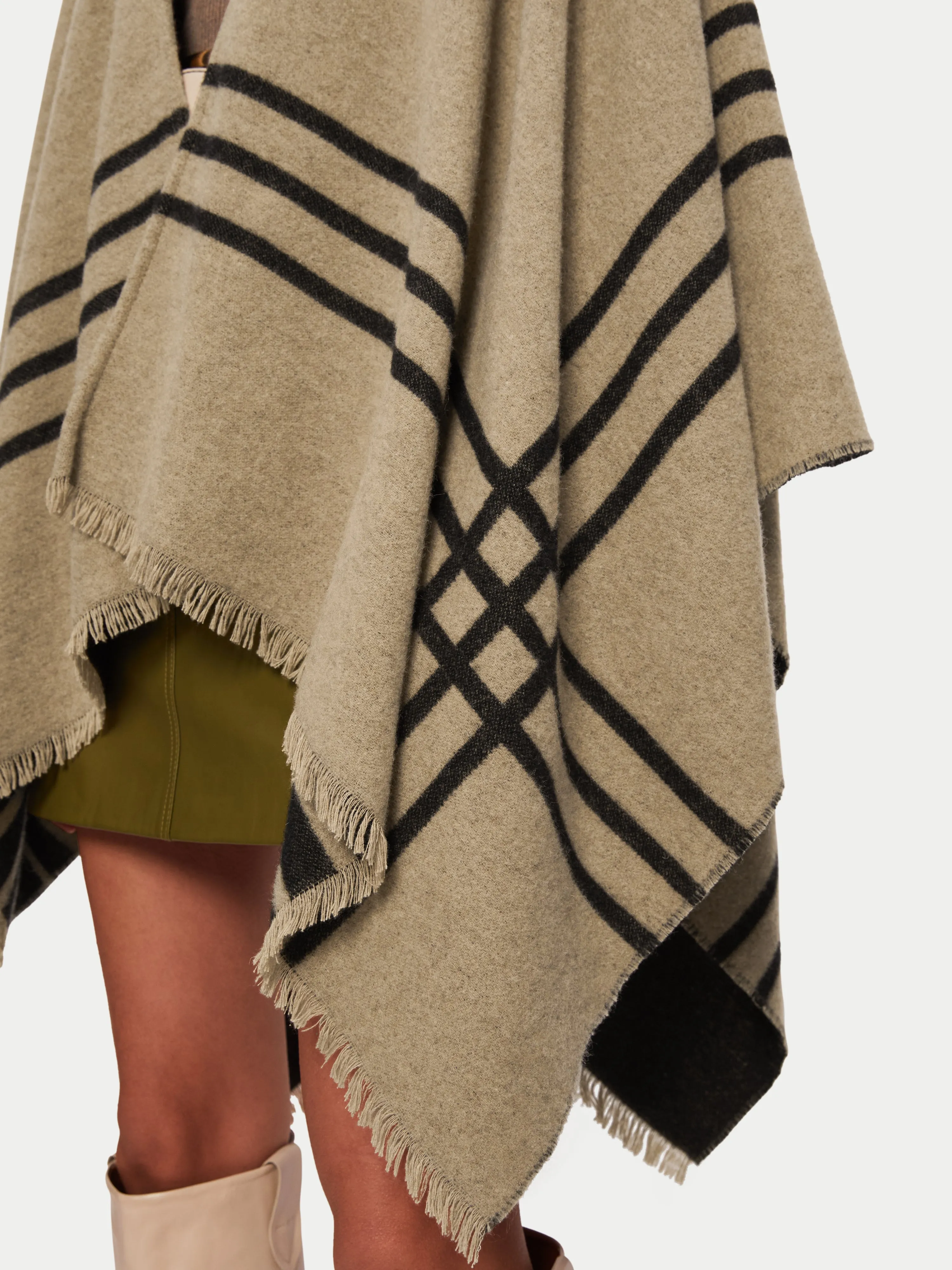 Checked Wool Blend Reversible Cape | Brown sold by Jigsaw product image thumbnail 3