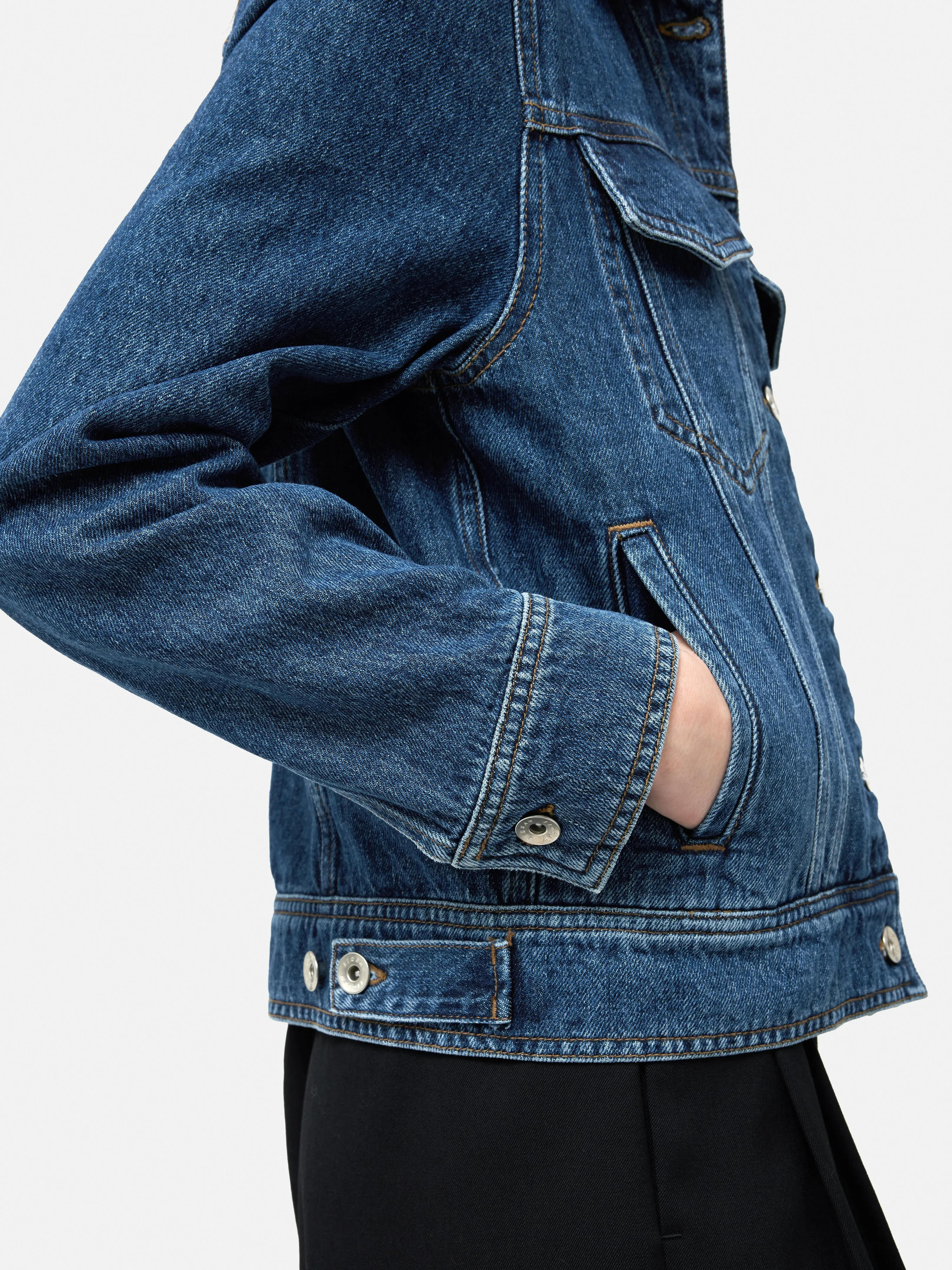 Boxy Denim Trucker Jacket | Vintage Mid Blue sold by Jigsaw product image thumbnail 4