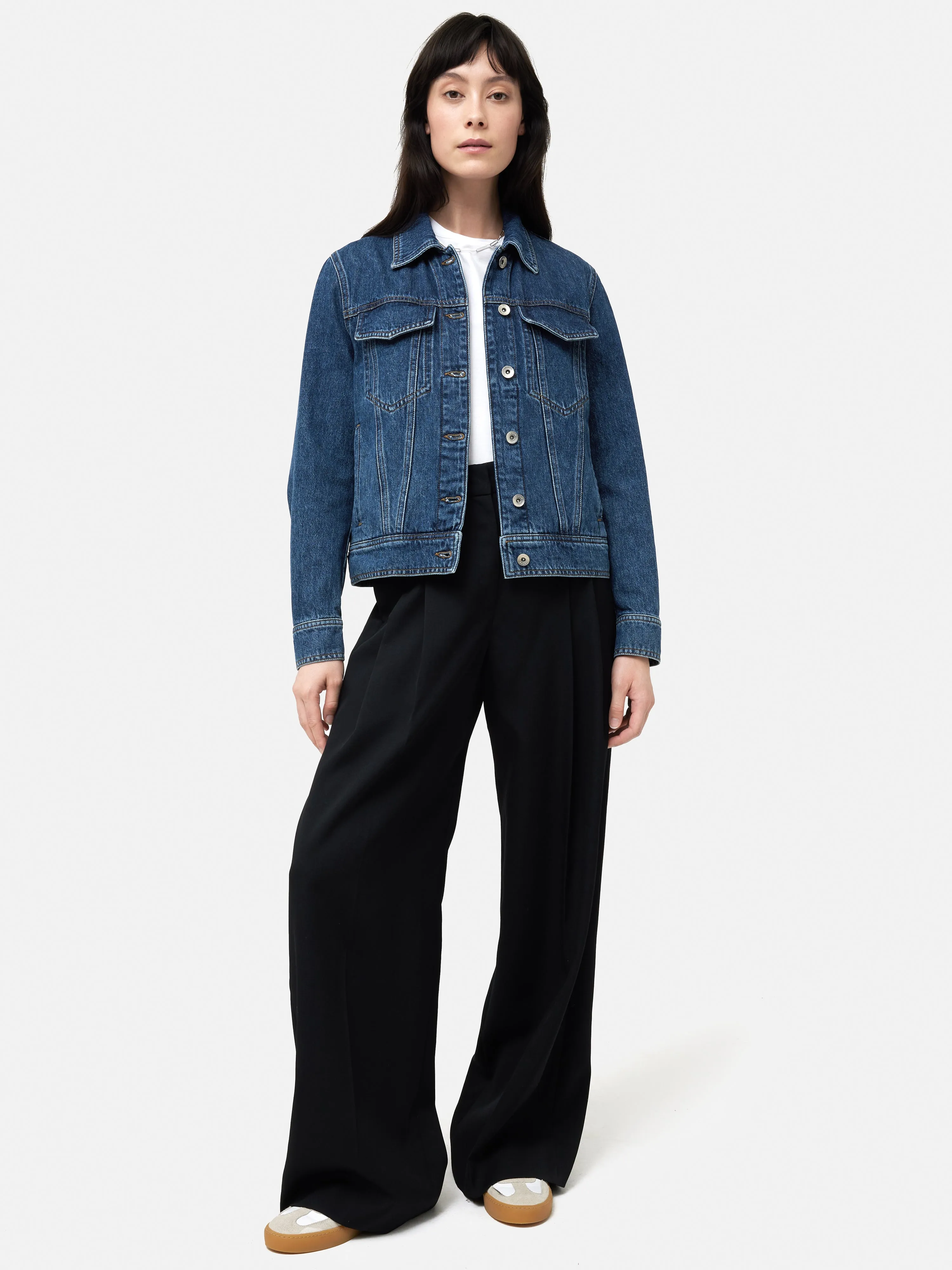 Boxy Denim Trucker Jacket | Vintage Mid Blue sold by Jigsaw product image thumbnail 3