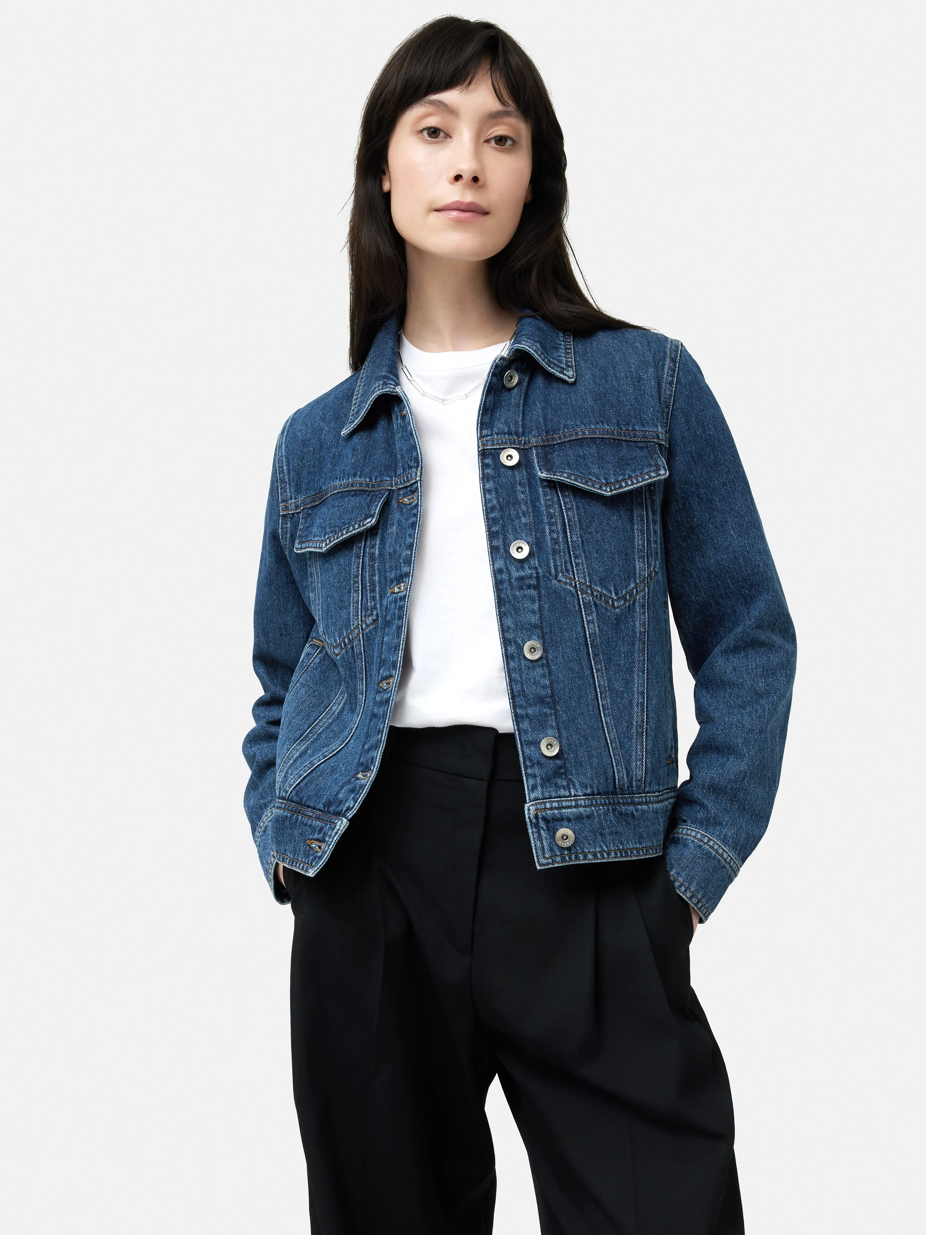 Boxy Denim Trucker Jacket | Vintage Mid Blue sold by Jigsaw
