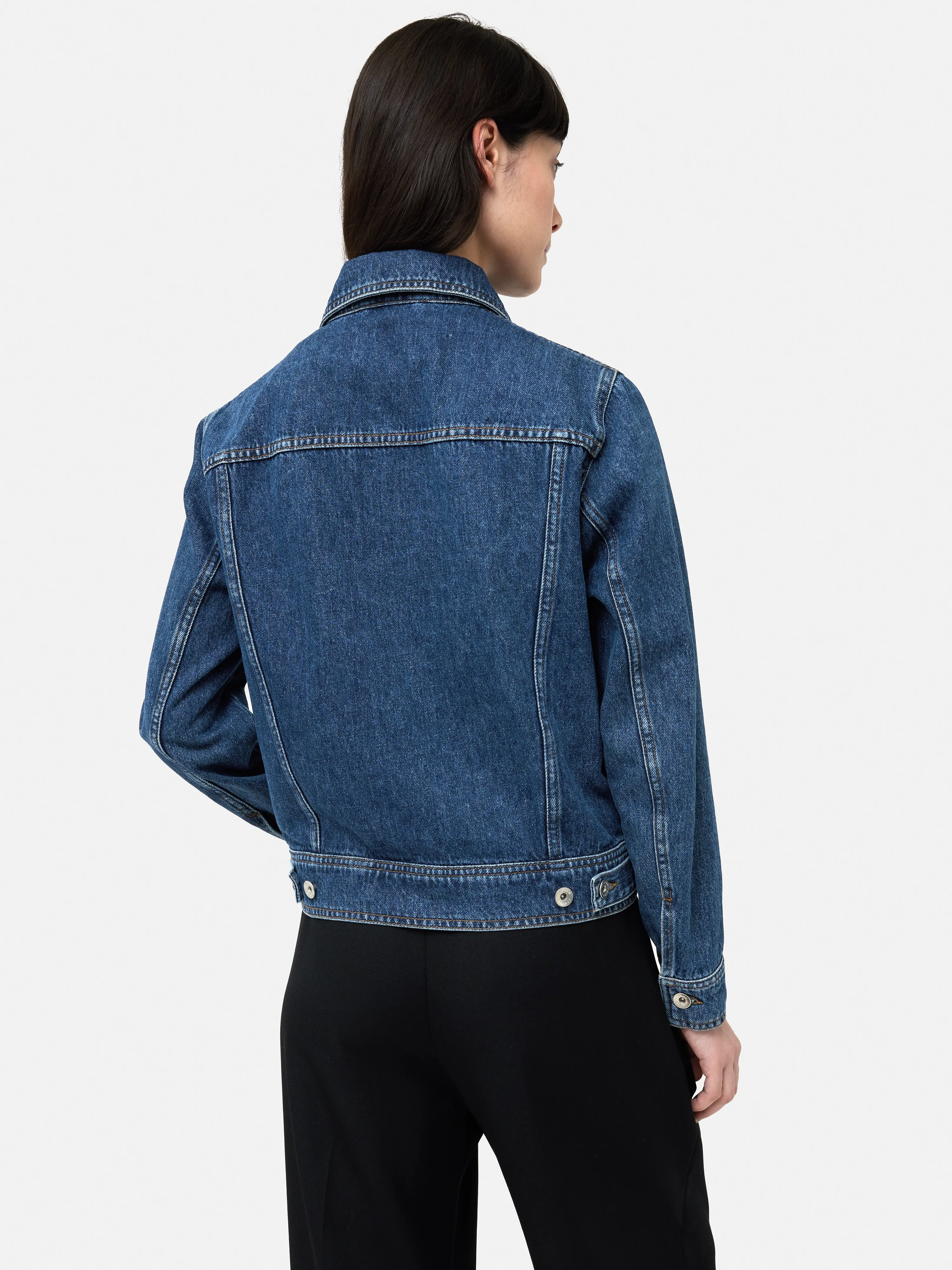 Boxy Denim Trucker Jacket | Vintage Mid Blue sold by Jigsaw product image thumbnail 5