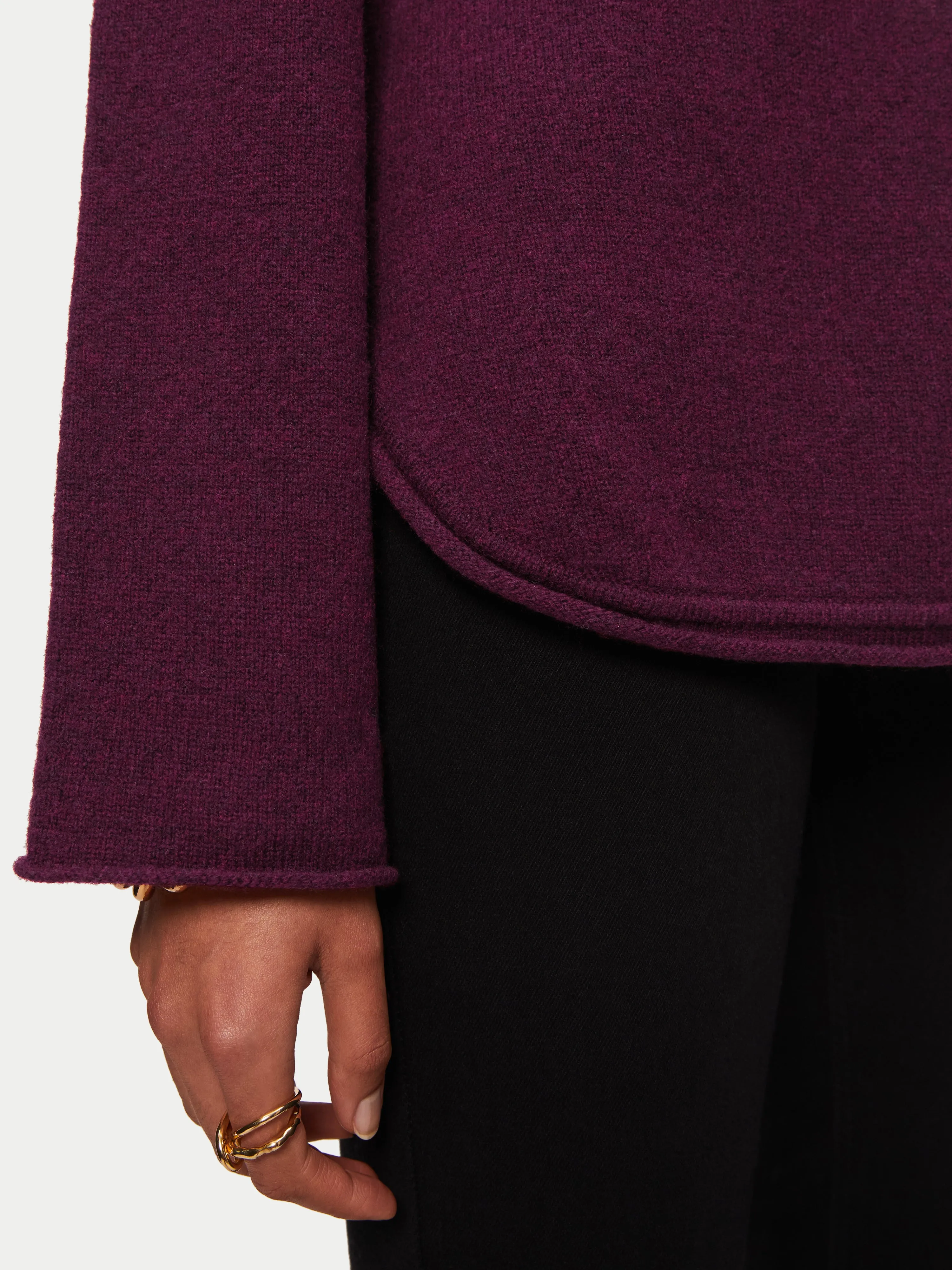 Merino Scoop Hem Jumper | Burgundy sold by Jigsaw product image thumbnail 5