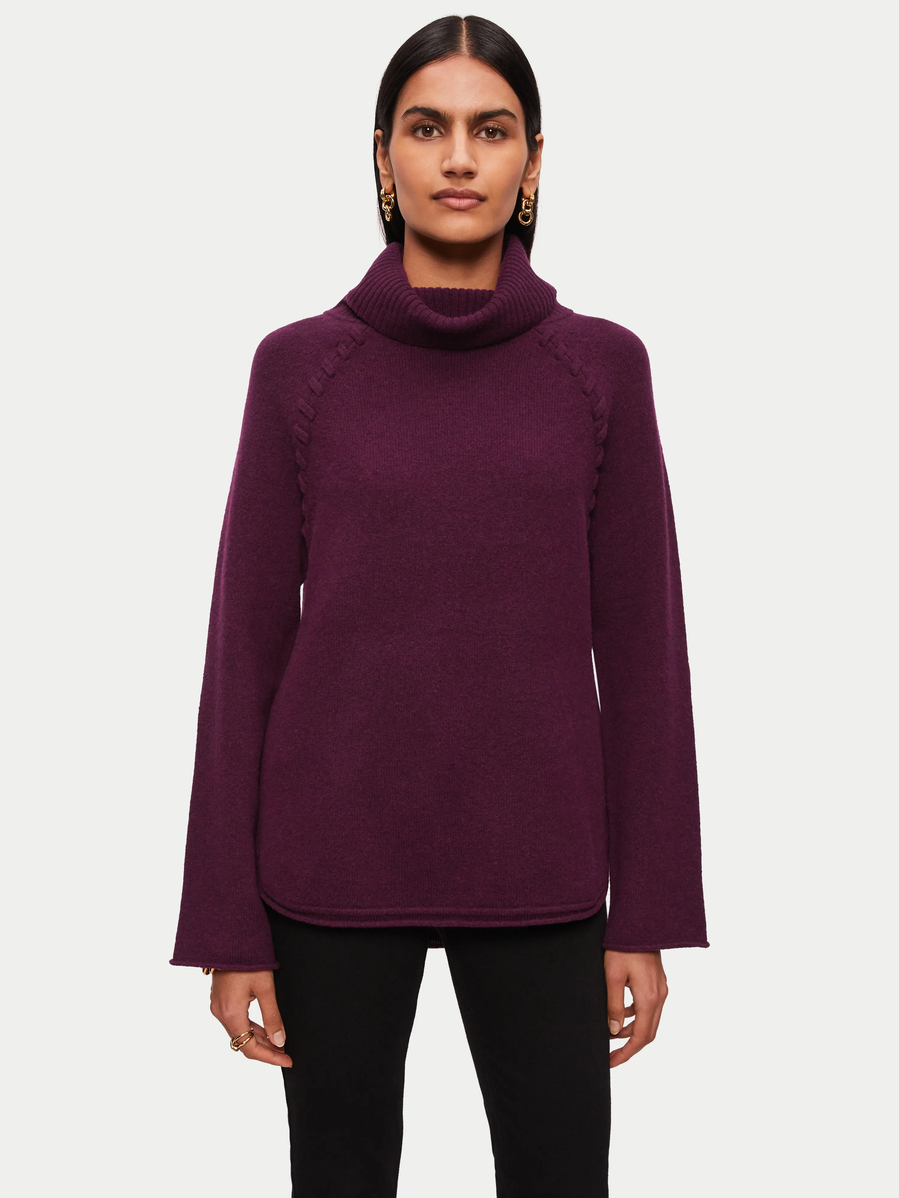 Merino Scoop Hem Jumper | Burgundy sold by Jigsaw product image thumbnail 4