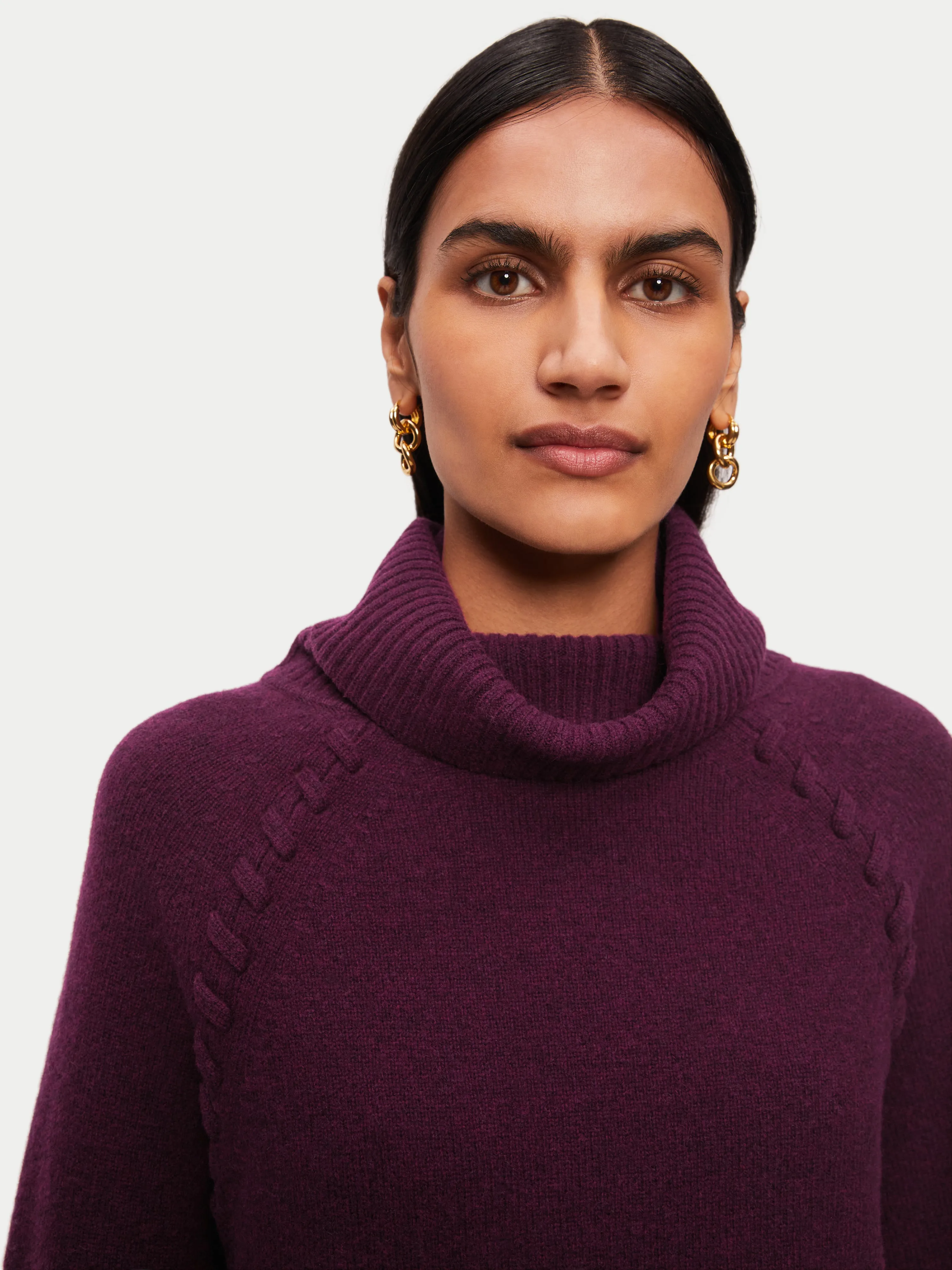 Merino Scoop Hem Jumper | Burgundy sold by Jigsaw product image thumbnail 2