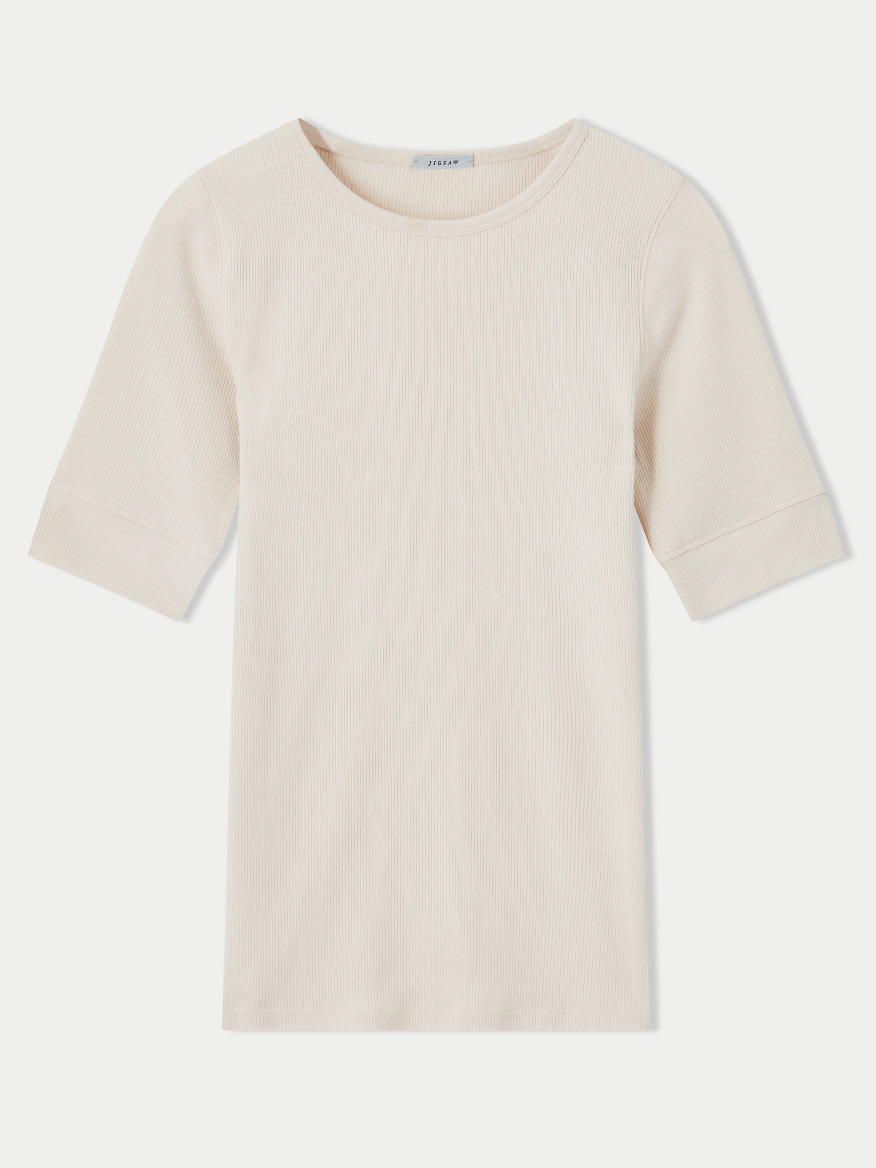 Bovey Ribbed Crew Neck Tee | Cream sold by Jigsaw product image thumbnail 5