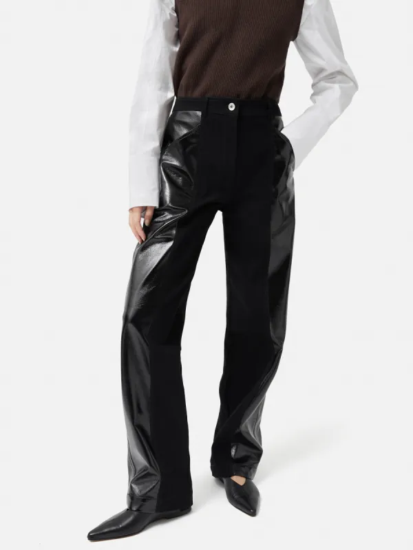 Beck Patent Panelled Jean | Black sold by Jigsaw