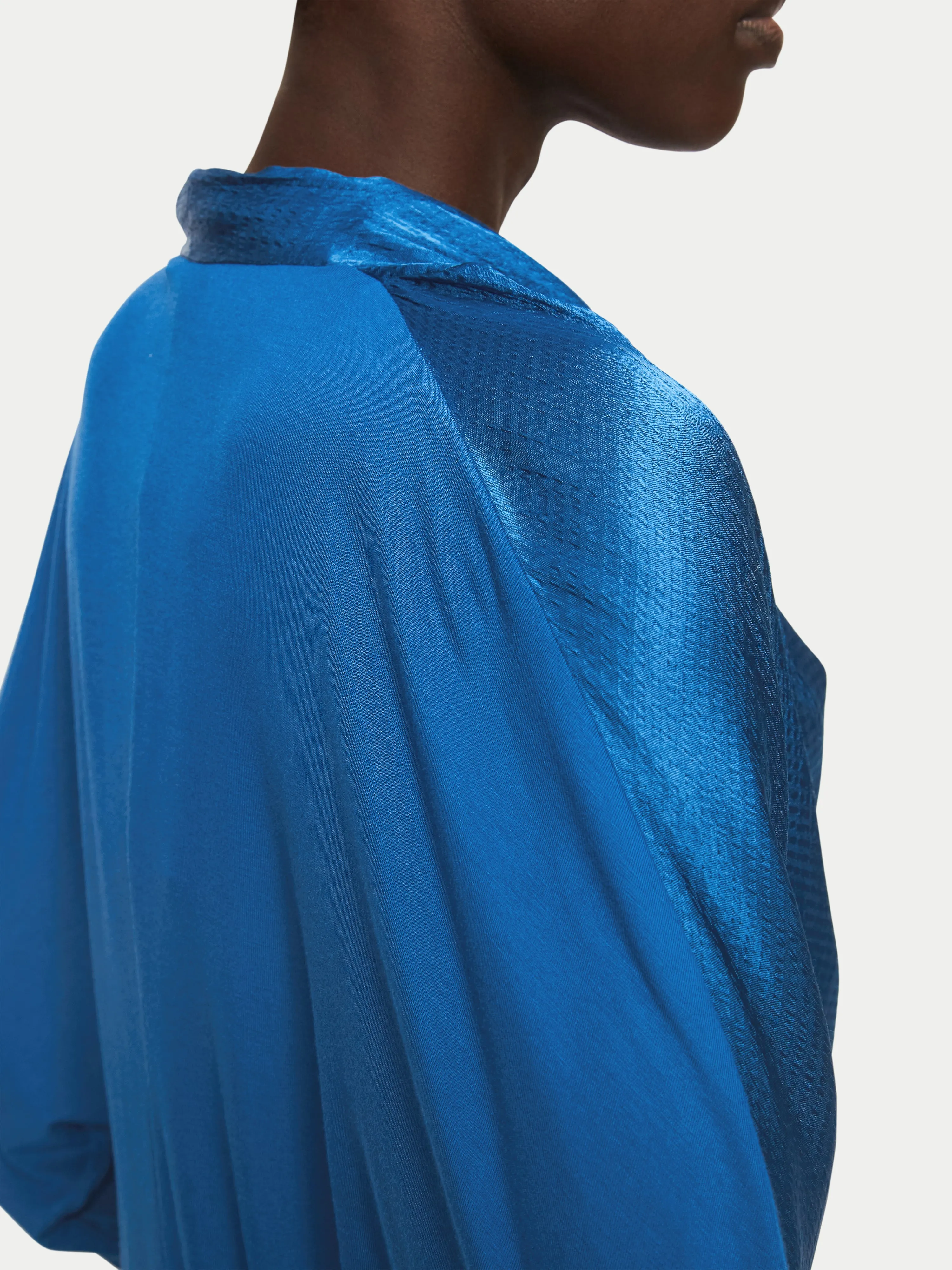 Hammered Satin Wrap Front Top | Blue sold by Jigsaw product image thumbnail 4