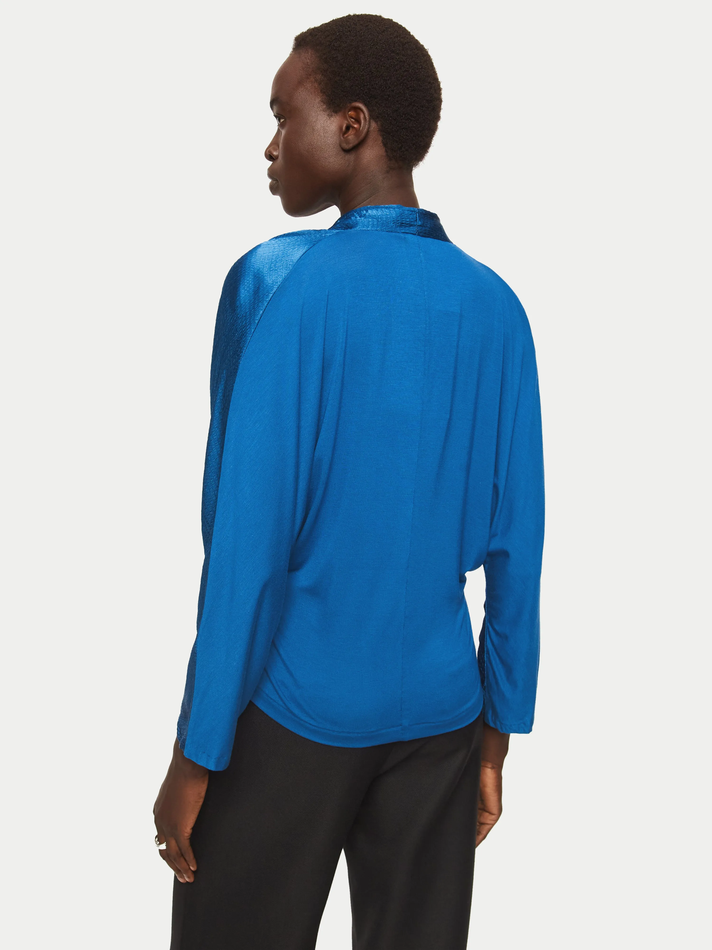 Hammered Satin Wrap Front Top | Blue sold by Jigsaw product image thumbnail 5