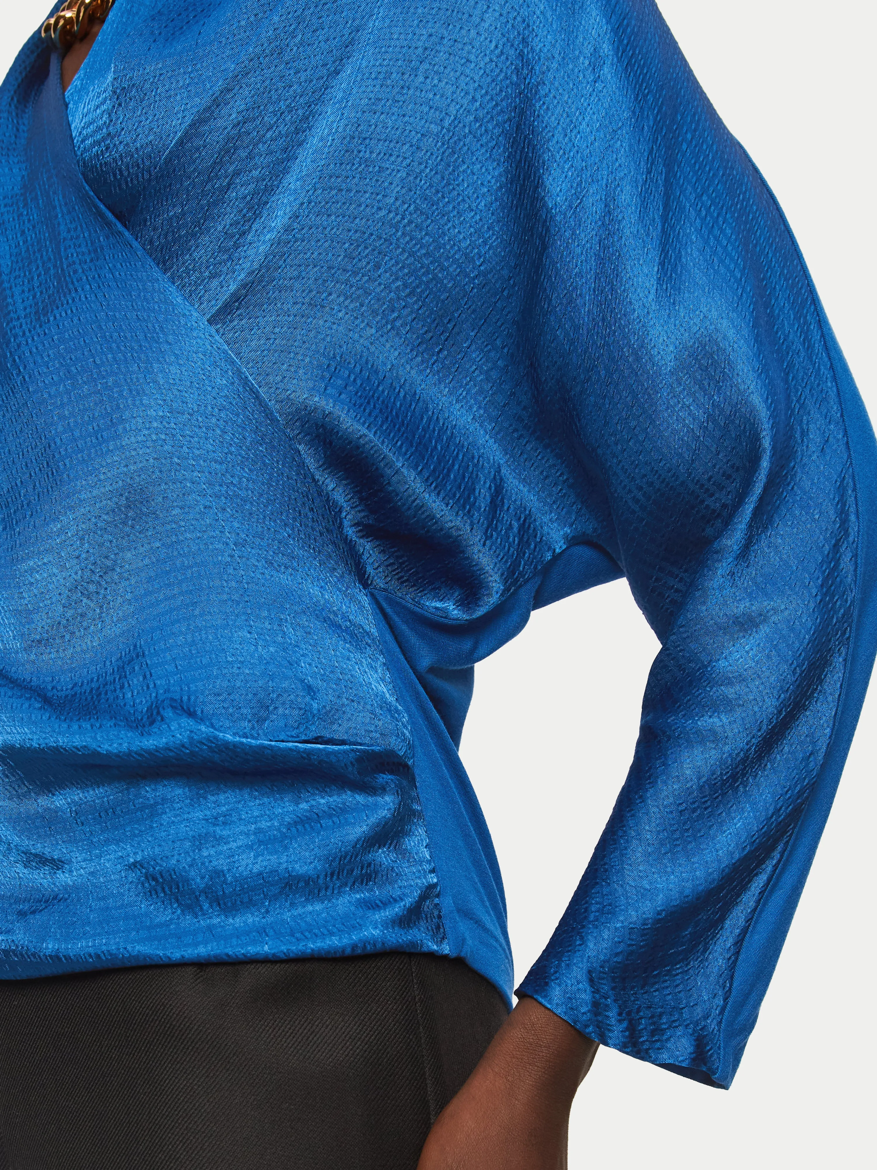 Hammered Satin Wrap Front Top | Blue sold by Jigsaw product image thumbnail 2