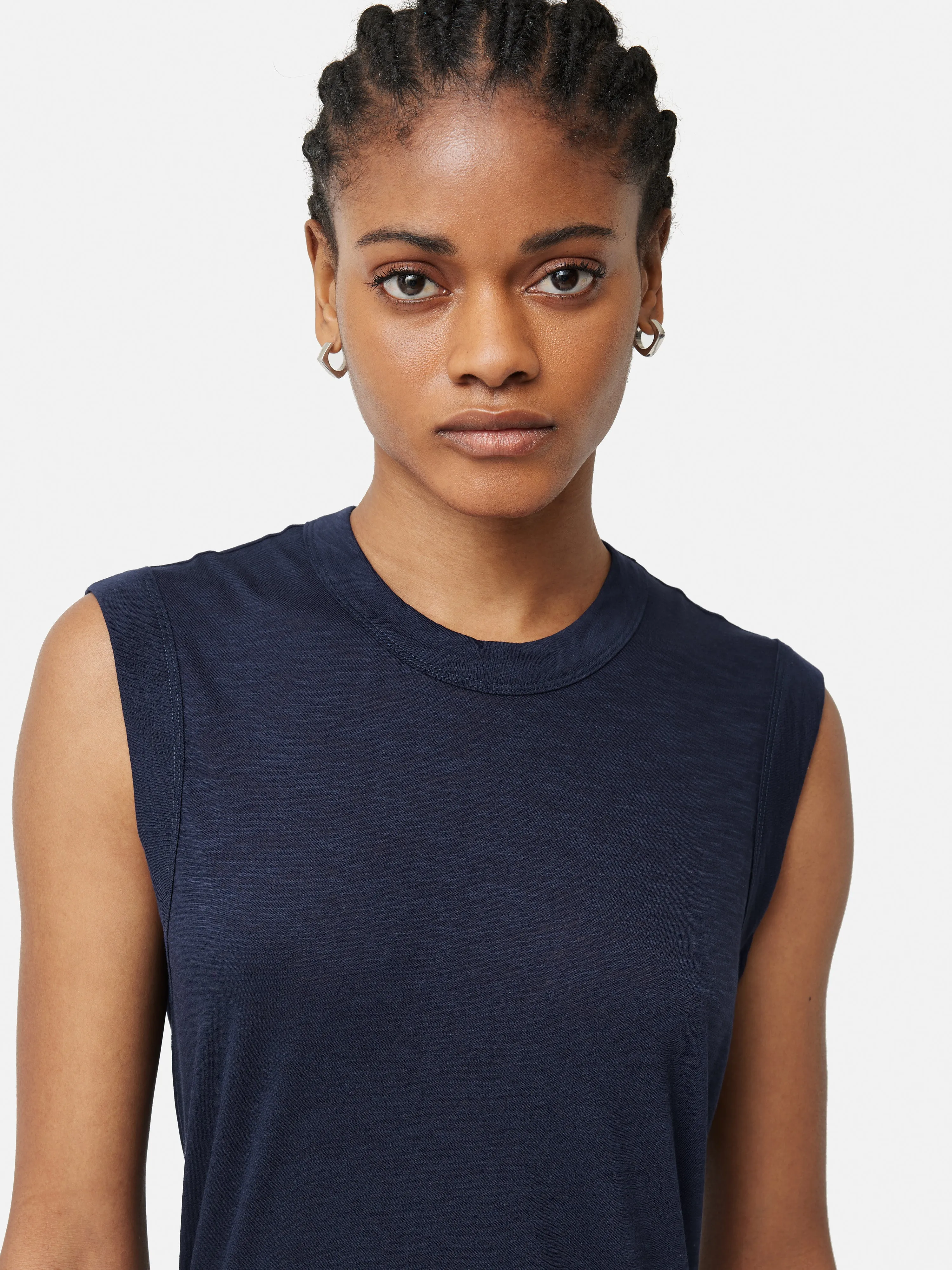 Cotton Slub Tank Top | Navy sold by Jigsaw product image thumbnail 2