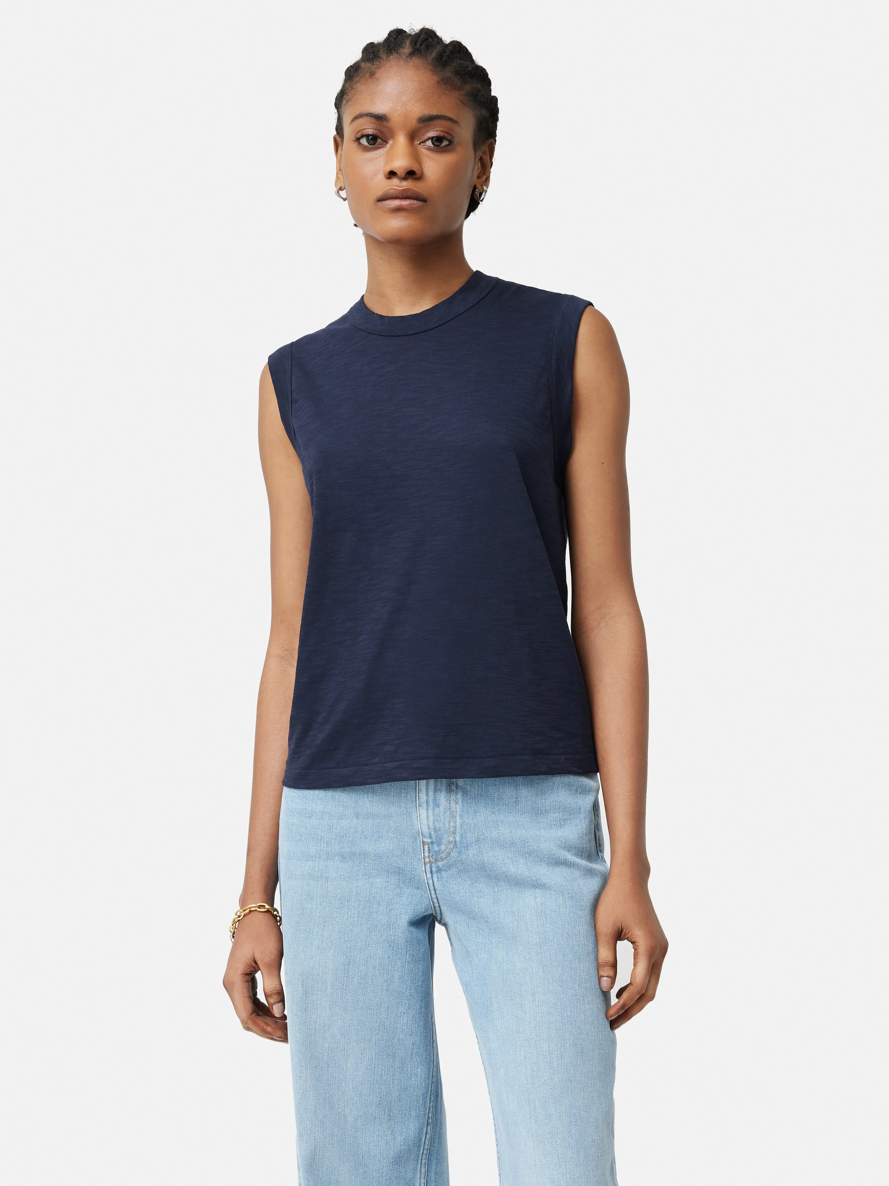 Cotton Slub Tank Top | Navy sold by Jigsaw product image thumbnail 4