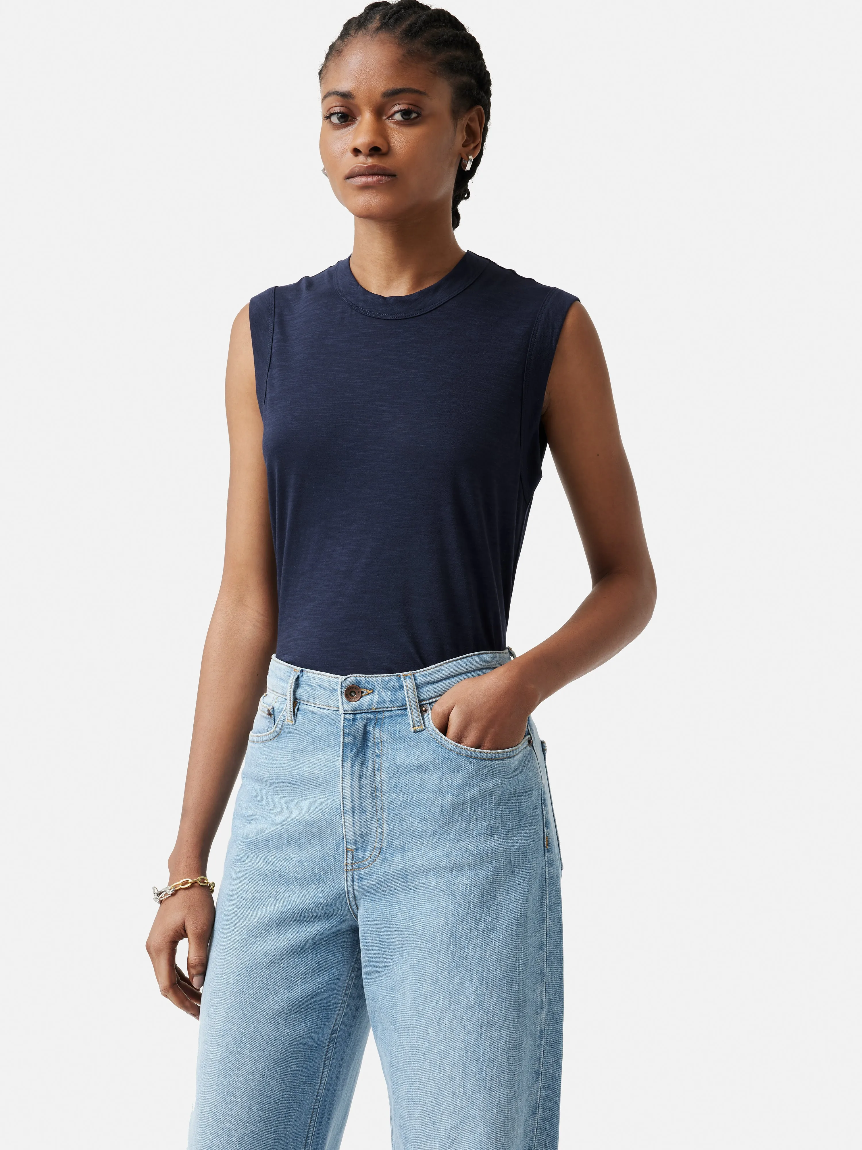 Cotton Slub Tank Top | Navy sold by Jigsaw