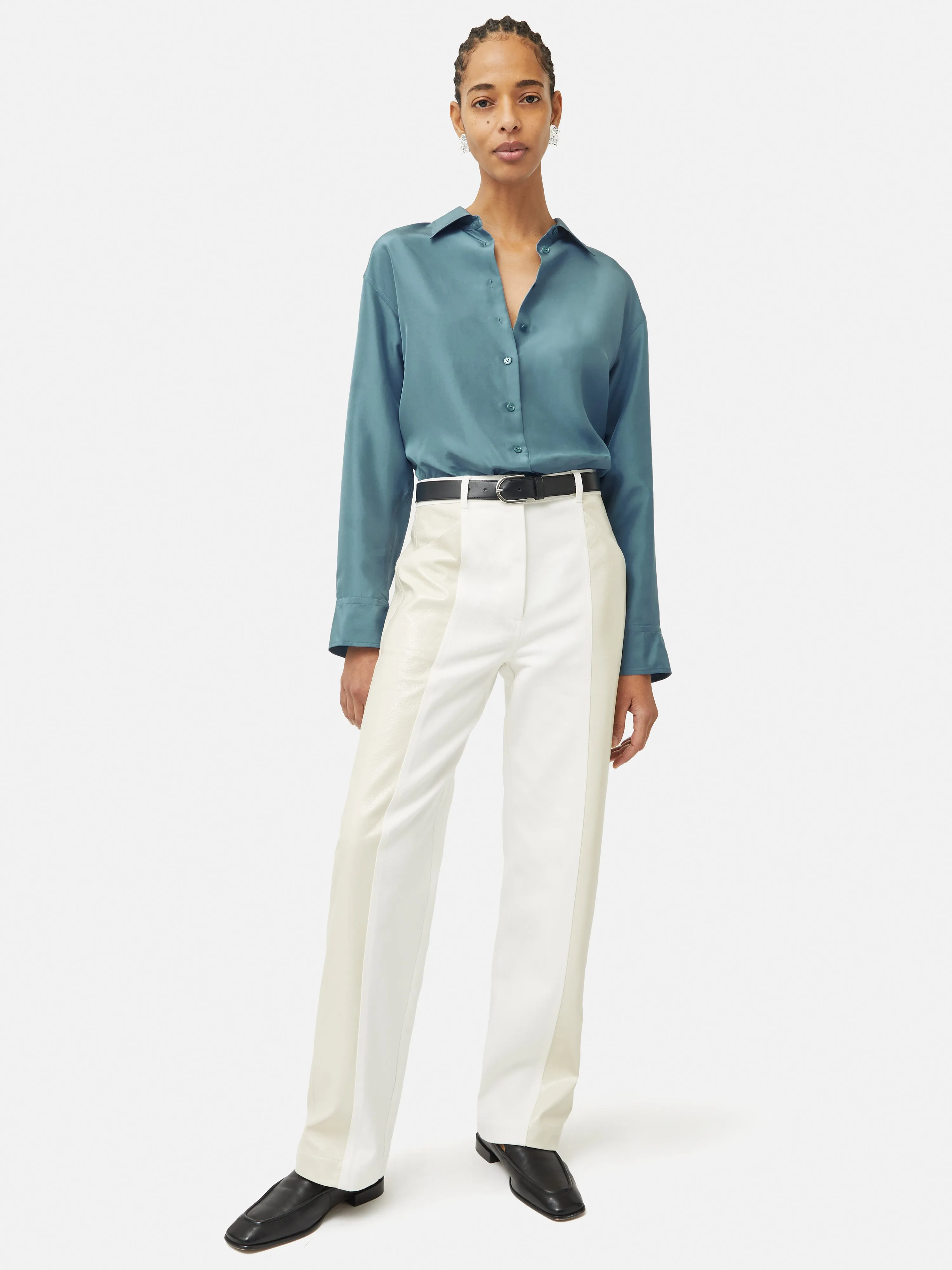 Silk Habotai Relaxed Shirt | Blue sold by Jigsaw product image thumbnail 5