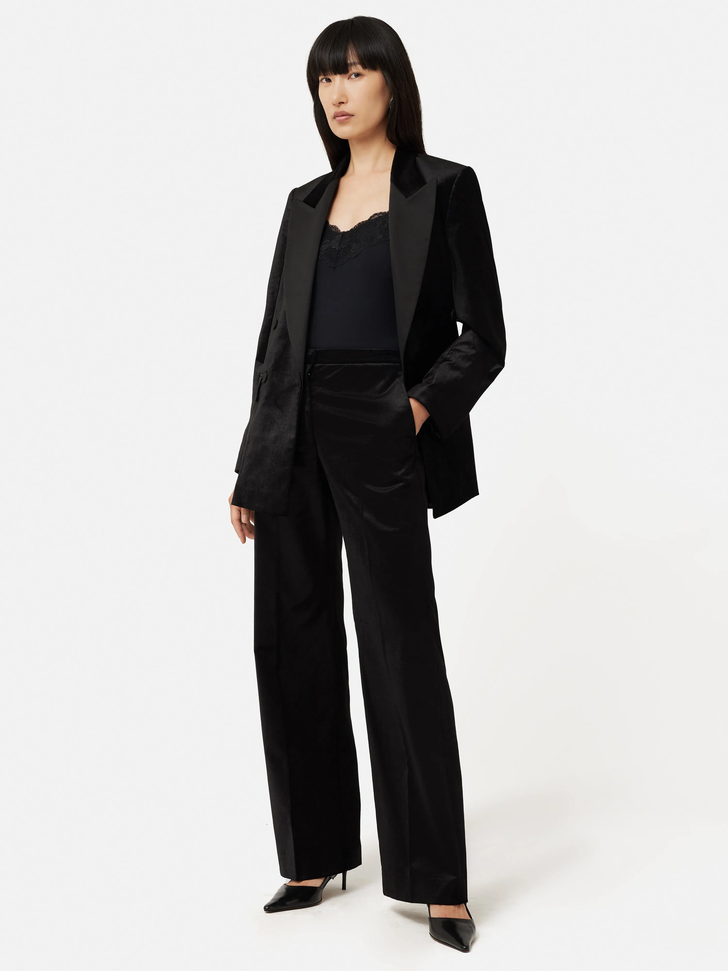 Velvet Wide Leg Trouser | Black sold by Jigsaw product image thumbnail 2