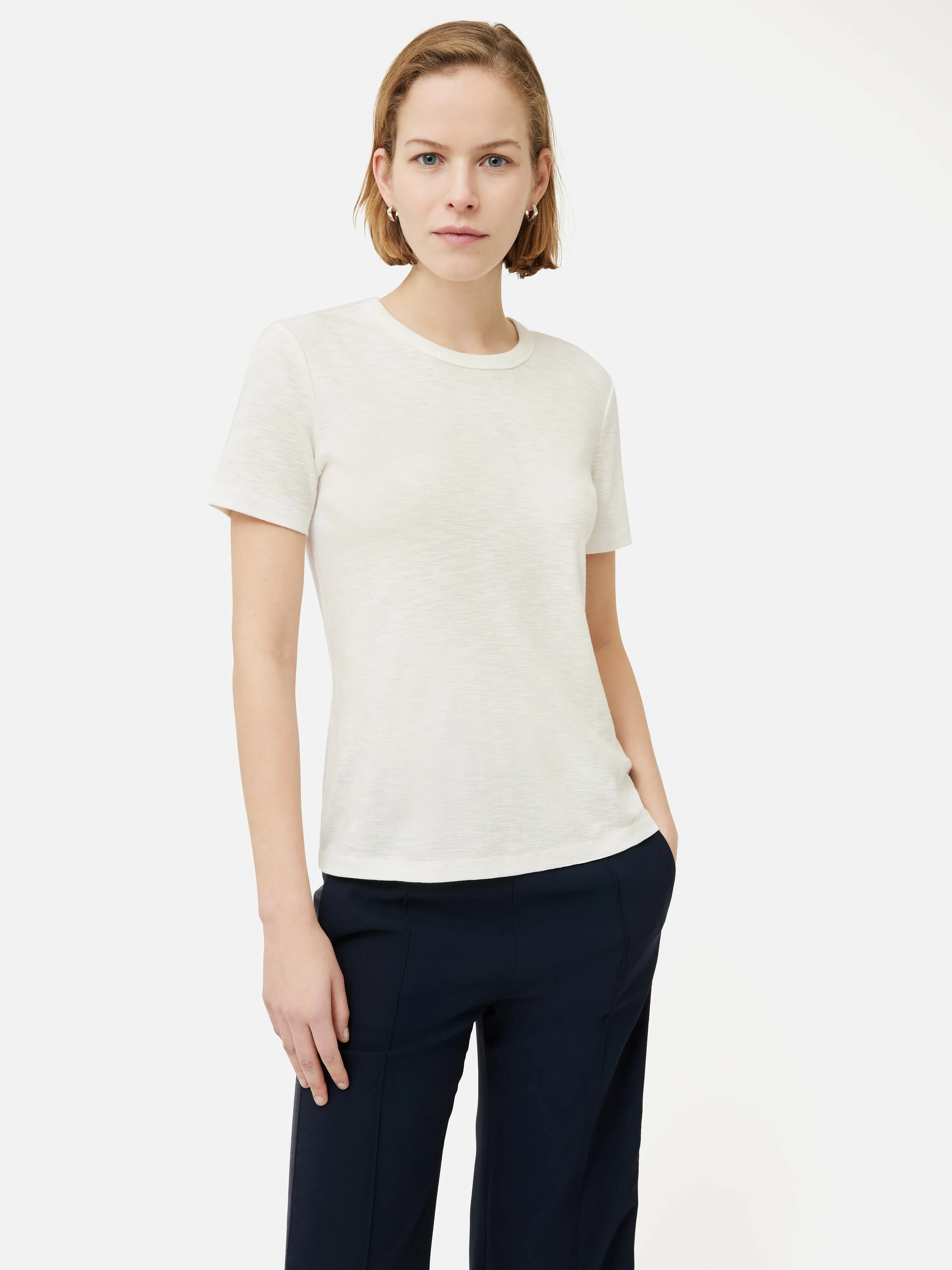 Cotton Luxe Short Sleeve Tee | Cream sold by Jigsaw