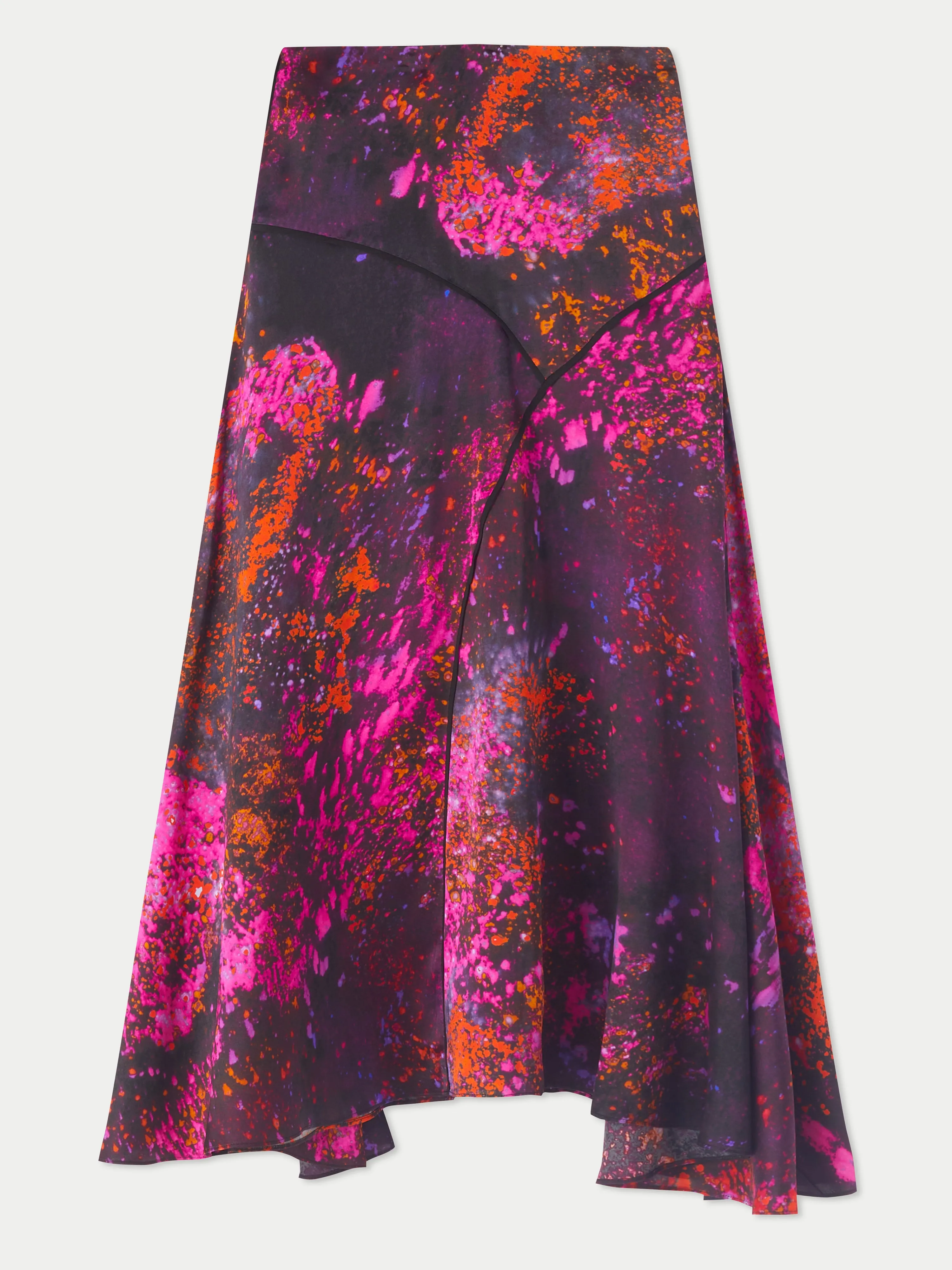 Silk Paint Drops Midi Skirt | Orange sold by Jigsaw product image thumbnail 5