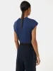Whitney High Neck T-shirt | Indigo sold by Jigsaw