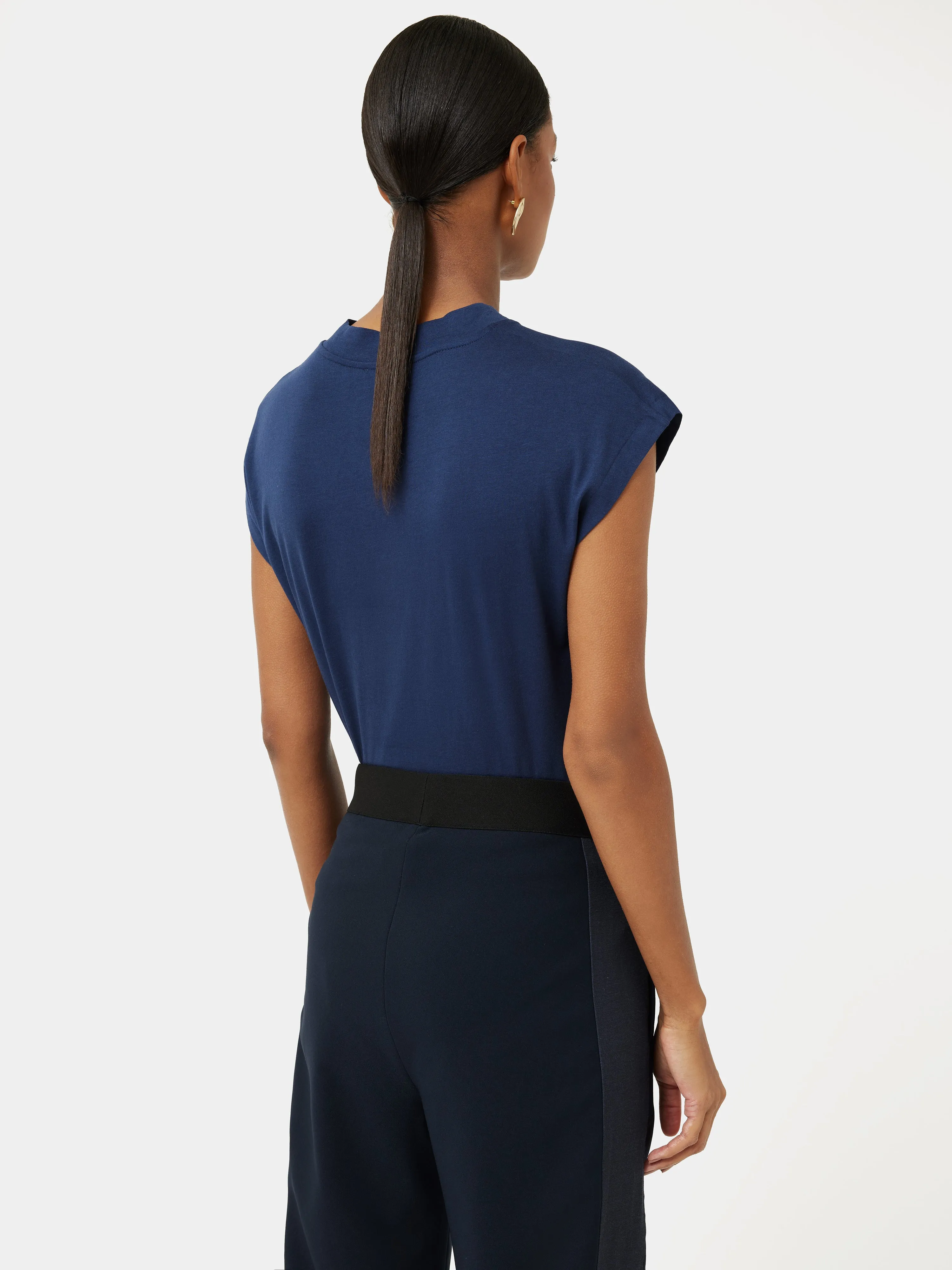 Whitney High Neck T-shirt | Indigo sold by Jigsaw product image thumbnail 5