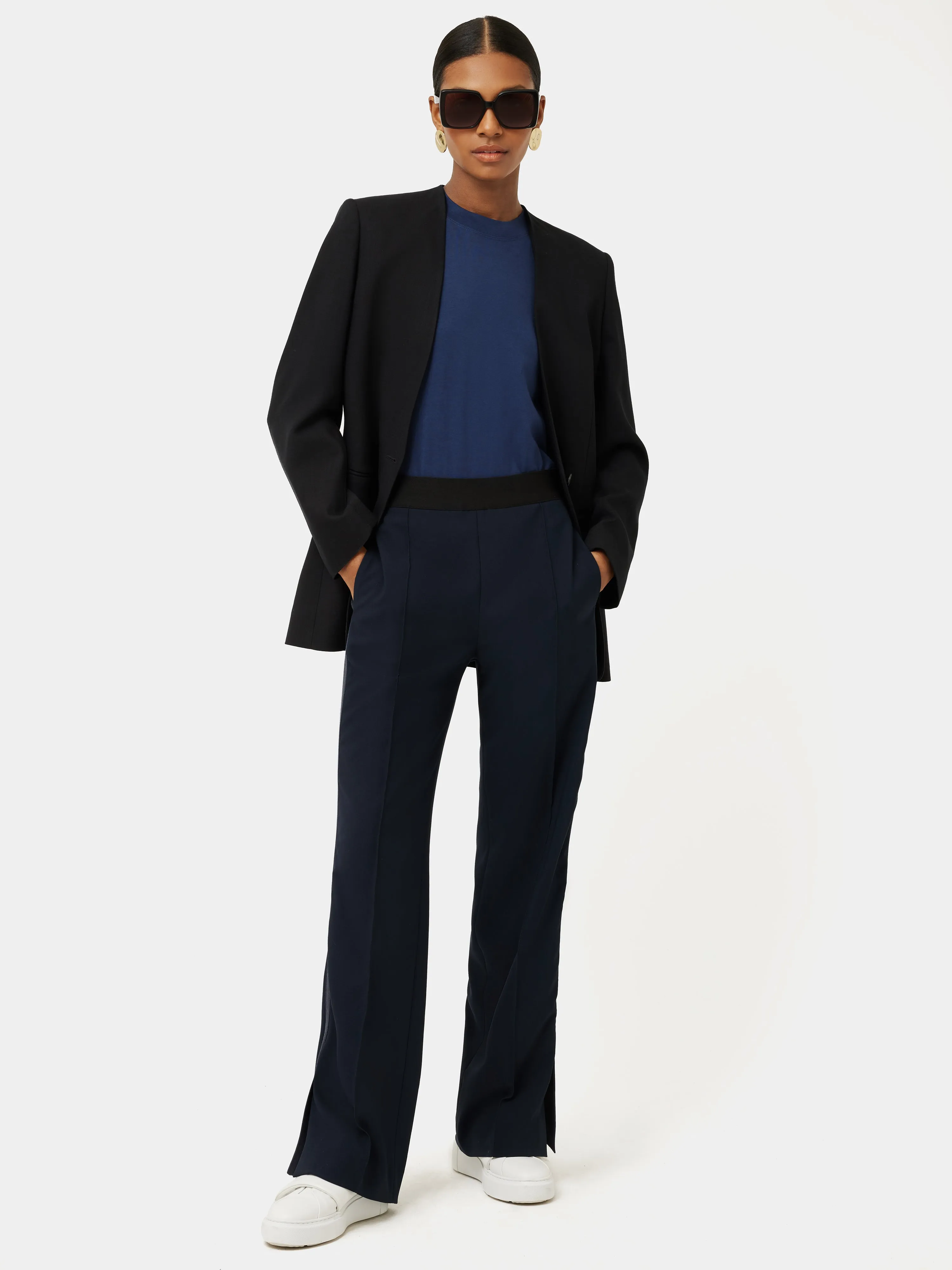 Whitney High Neck T-shirt | Indigo sold by Jigsaw product image thumbnail 3