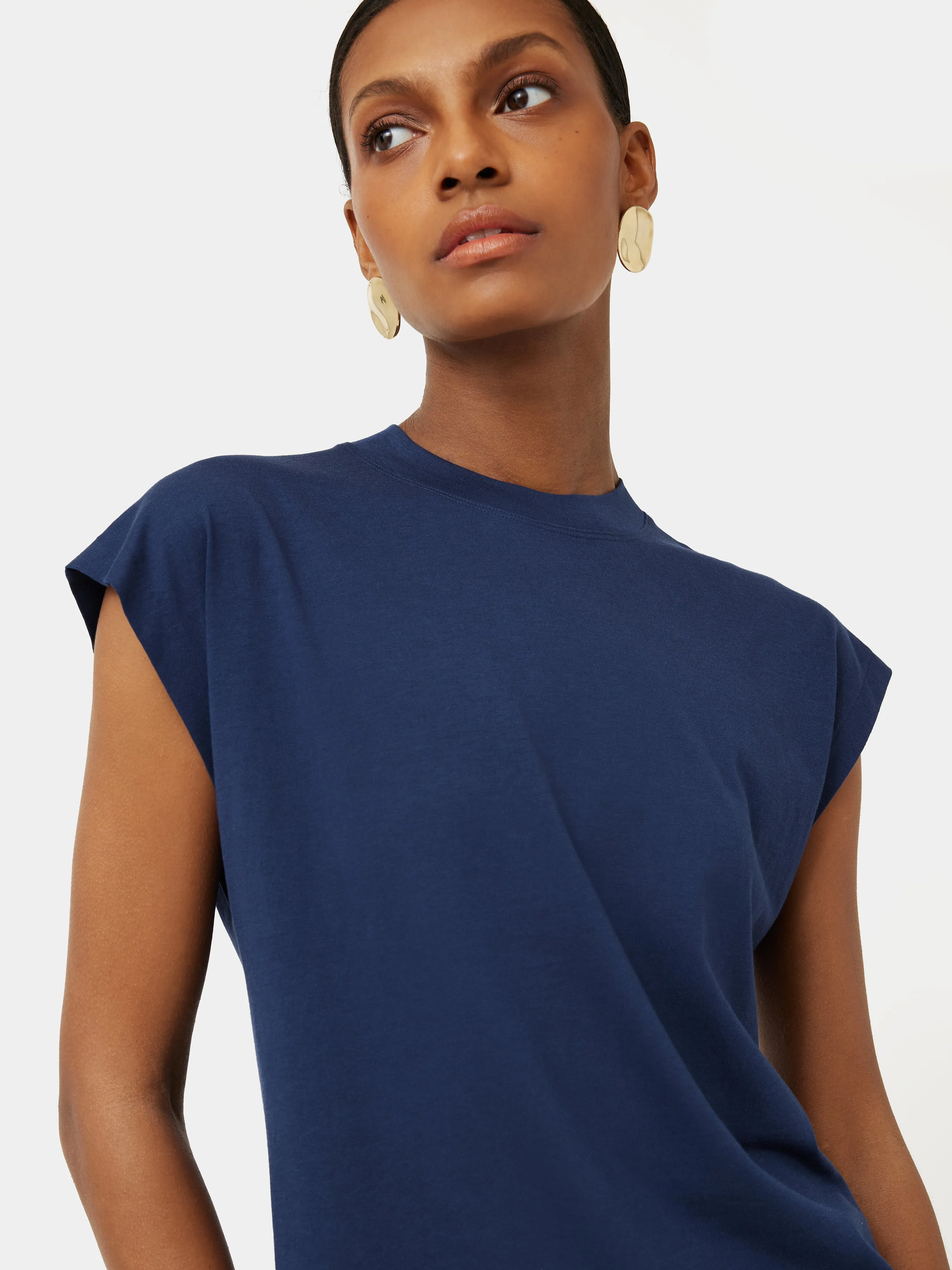 Whitney High Neck T-shirt | Indigo sold by Jigsaw product image thumbnail 2