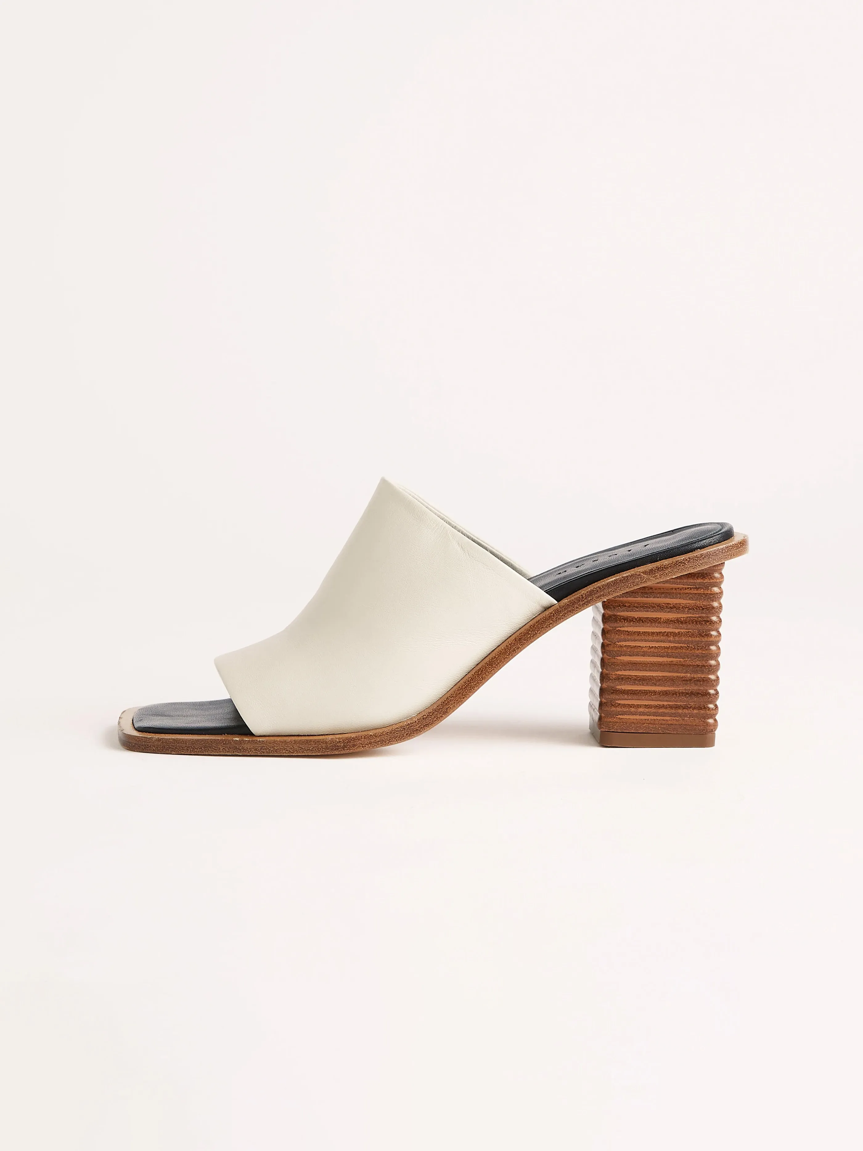 Coop Stacked Heel Leather Mule | White sold by Jigsaw