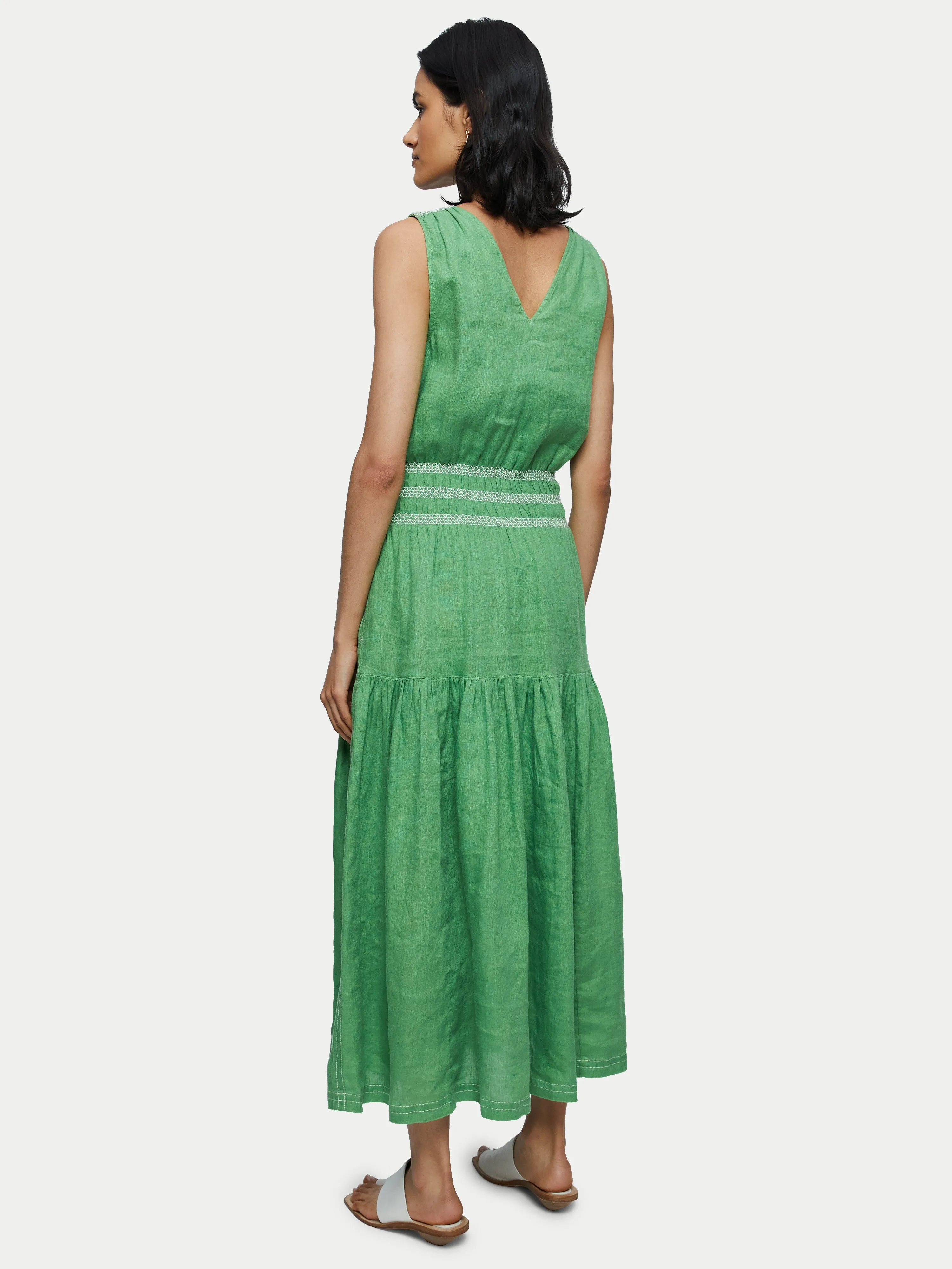 Linen Smocked Detail Maxi Dress | Green sold by Jigsaw product image thumbnail 5
