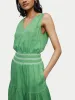 Linen Smocked Detail Maxi Dress | Green sold by Jigsaw