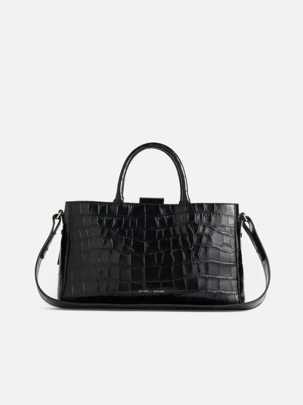 Adela Croc Leather Tote | Black sold by Jigsaw