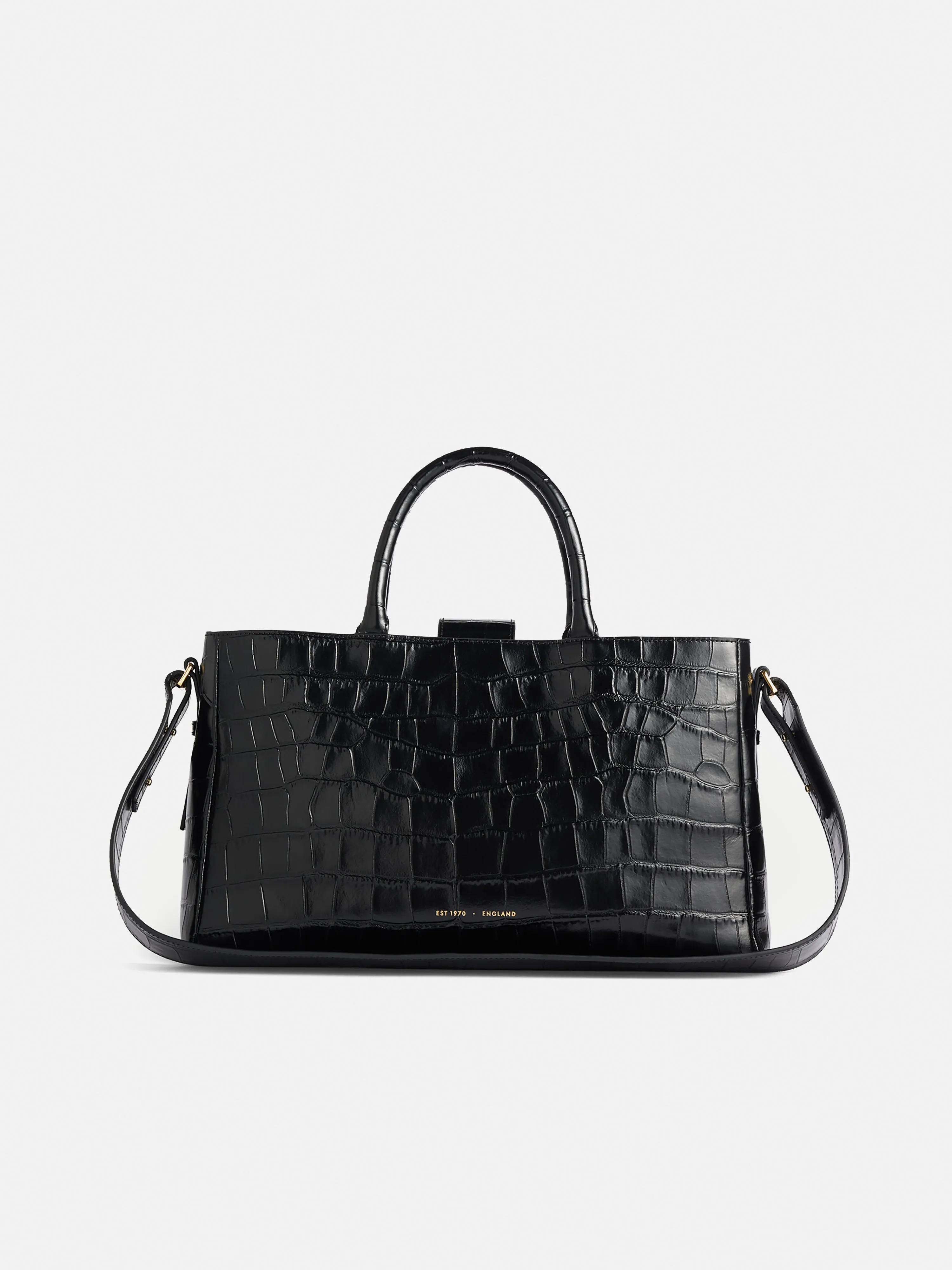 Adela Croc Leather Tote | Black sold by Jigsaw