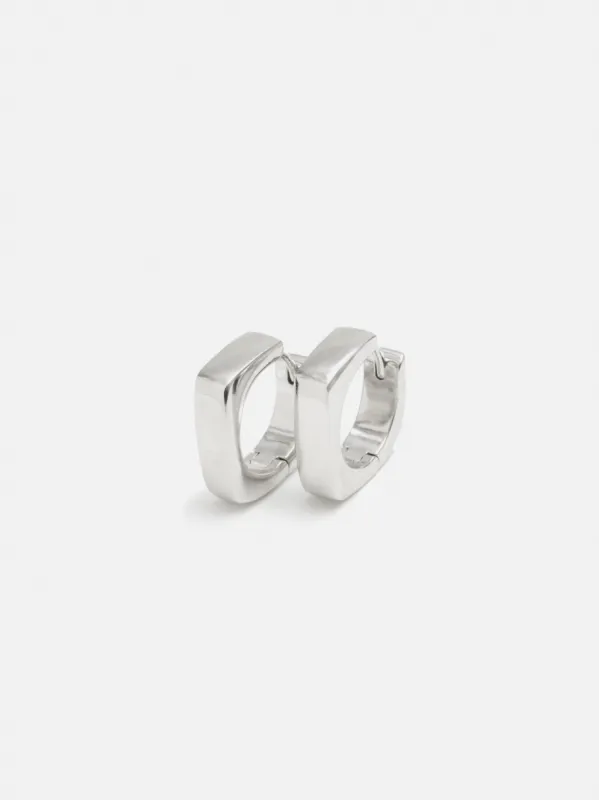 Chunky Square Hoop Earring | Silver sold by Jigsaw