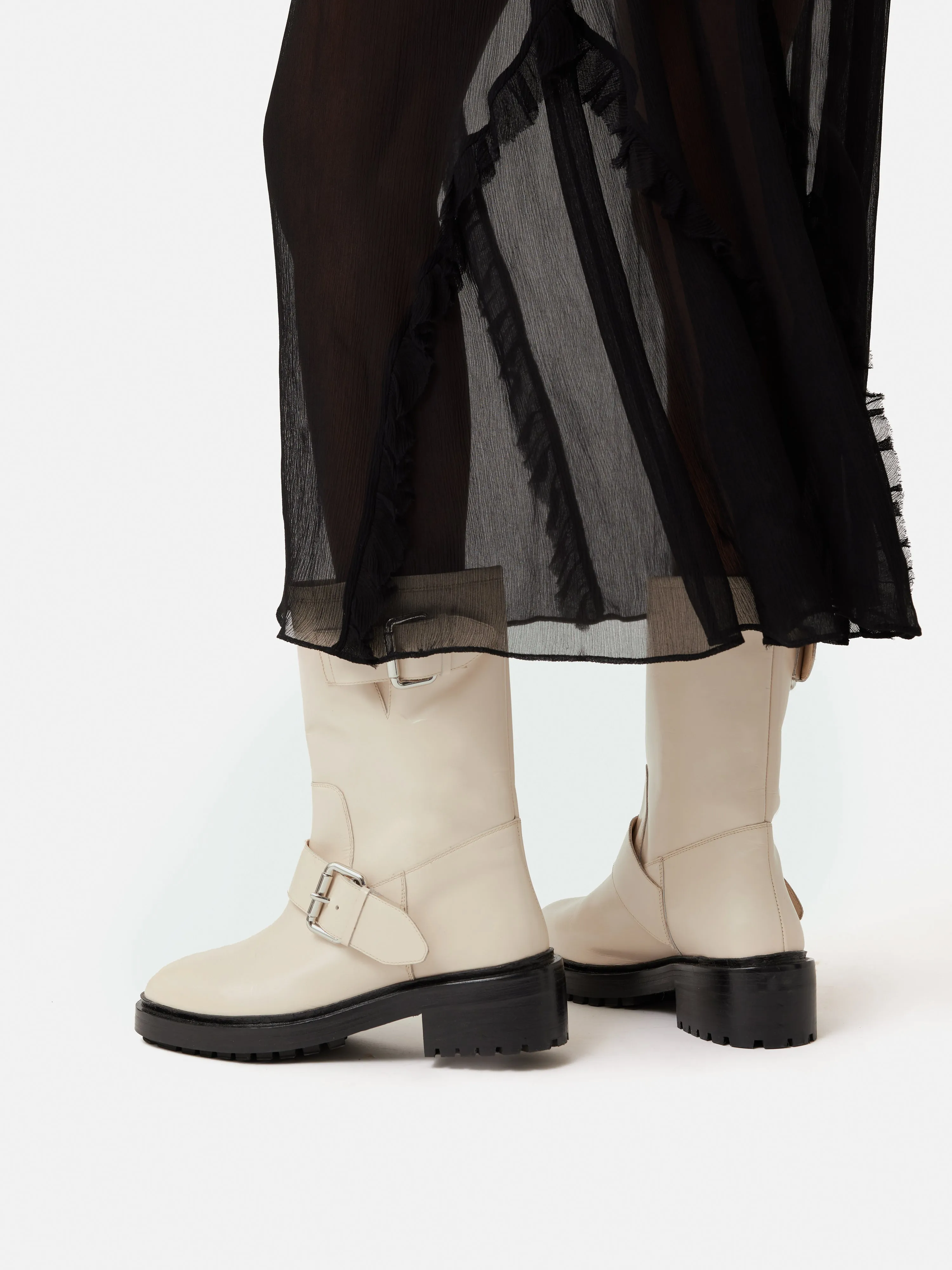 Box Leather Biker Boot | Cream sold by Jigsaw product image thumbnail 2