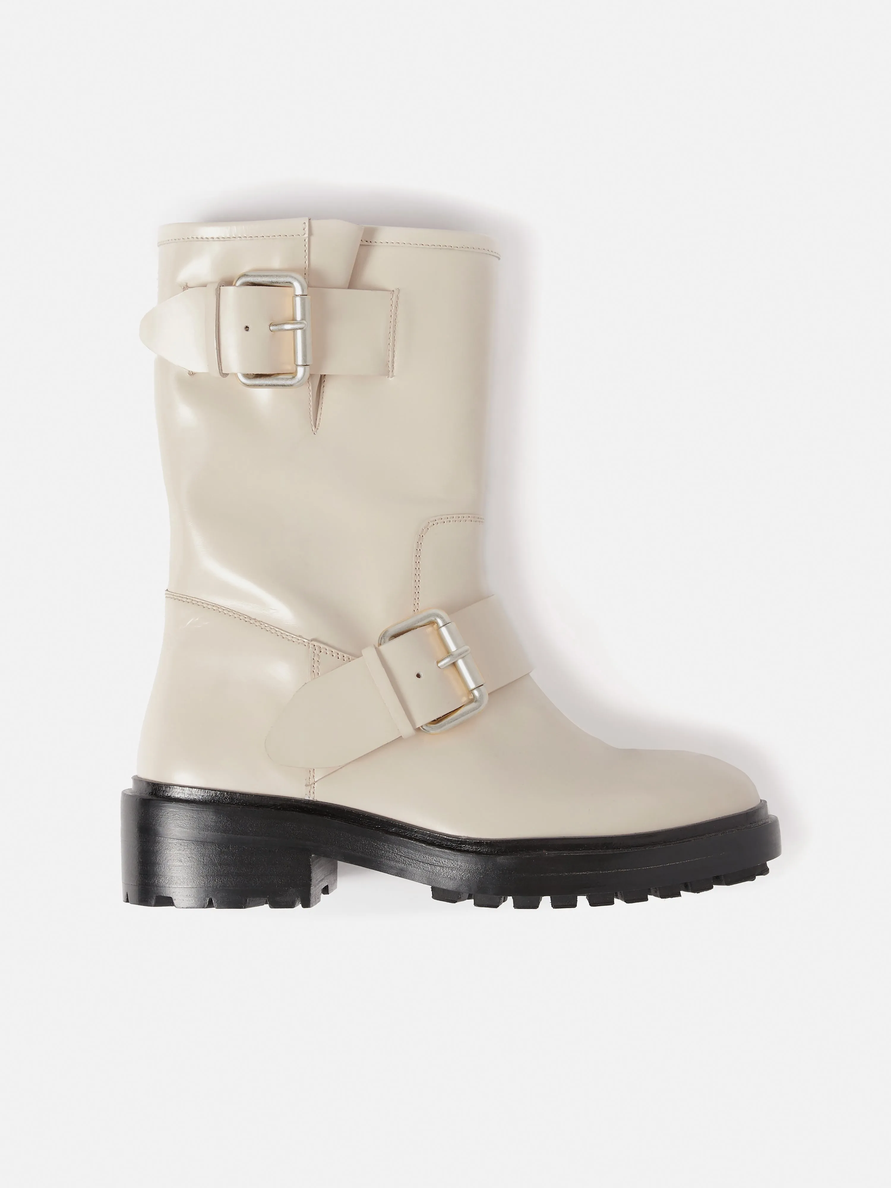 Box Leather Biker Boot | Cream sold by Jigsaw product image thumbnail 5