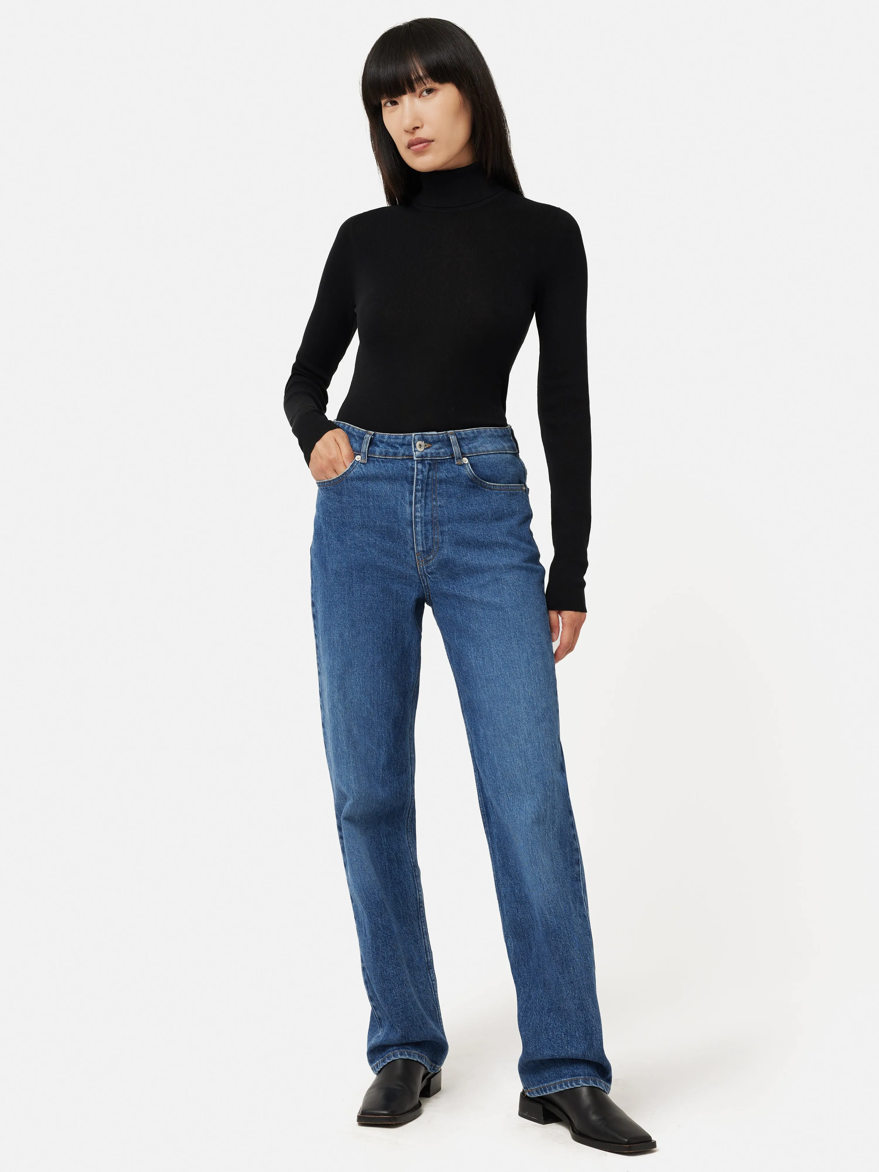 Silk Cotton Polo Jumper | Black sold by Jigsaw product image thumbnail 3