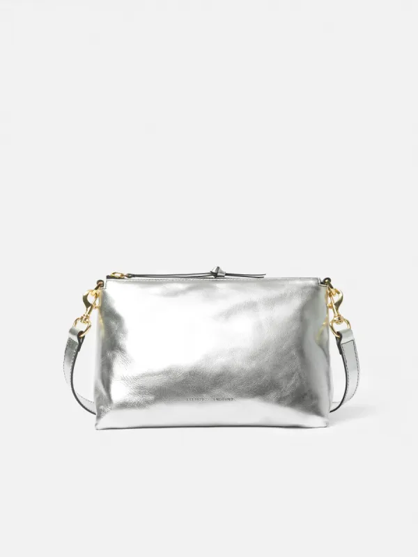 Ava Leather Crossbody | Silver sold by Jigsaw