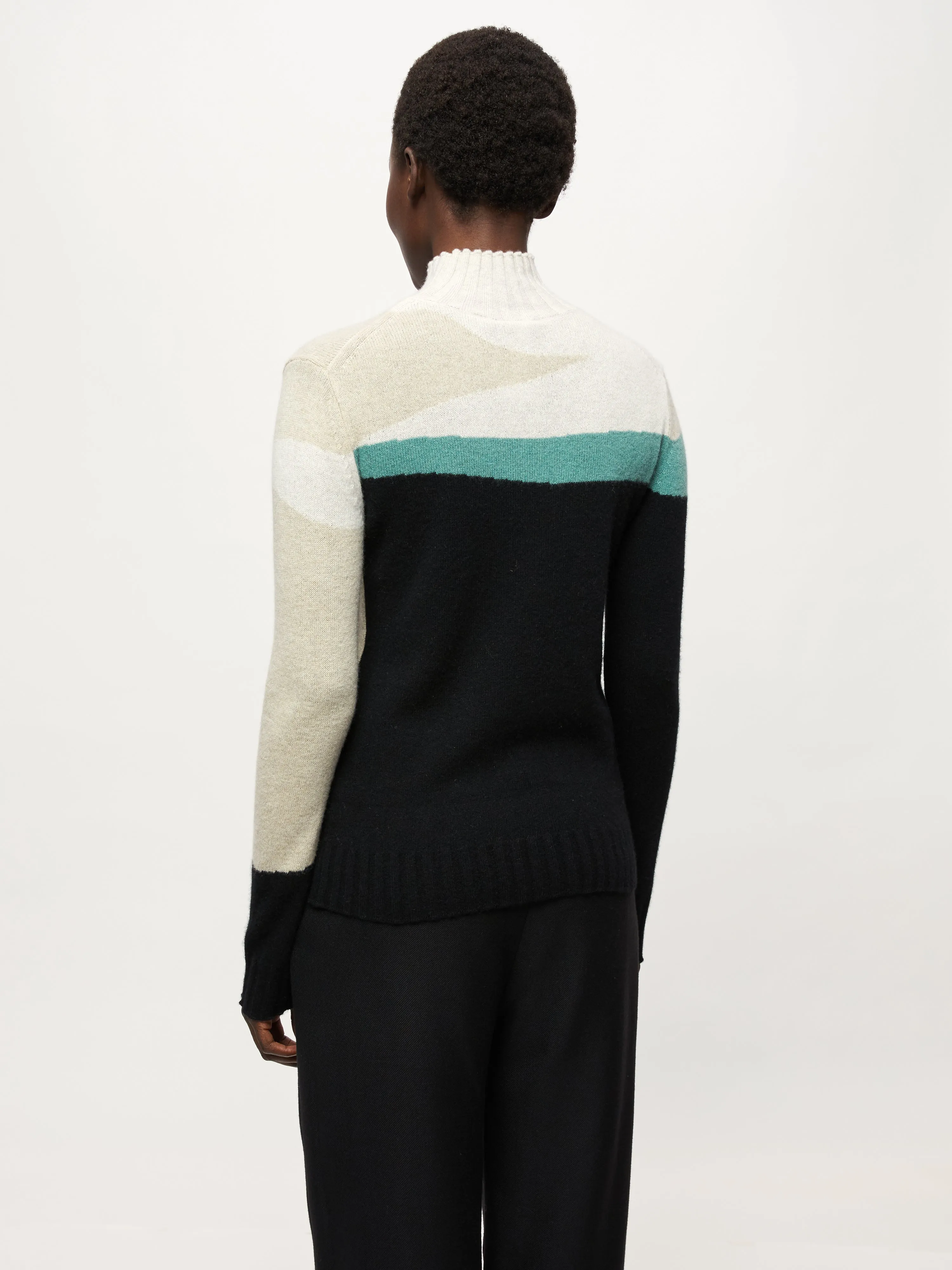 Merino Cashmere Intarsia Block jumper | Black sold by Jigsaw product image thumbnail 5