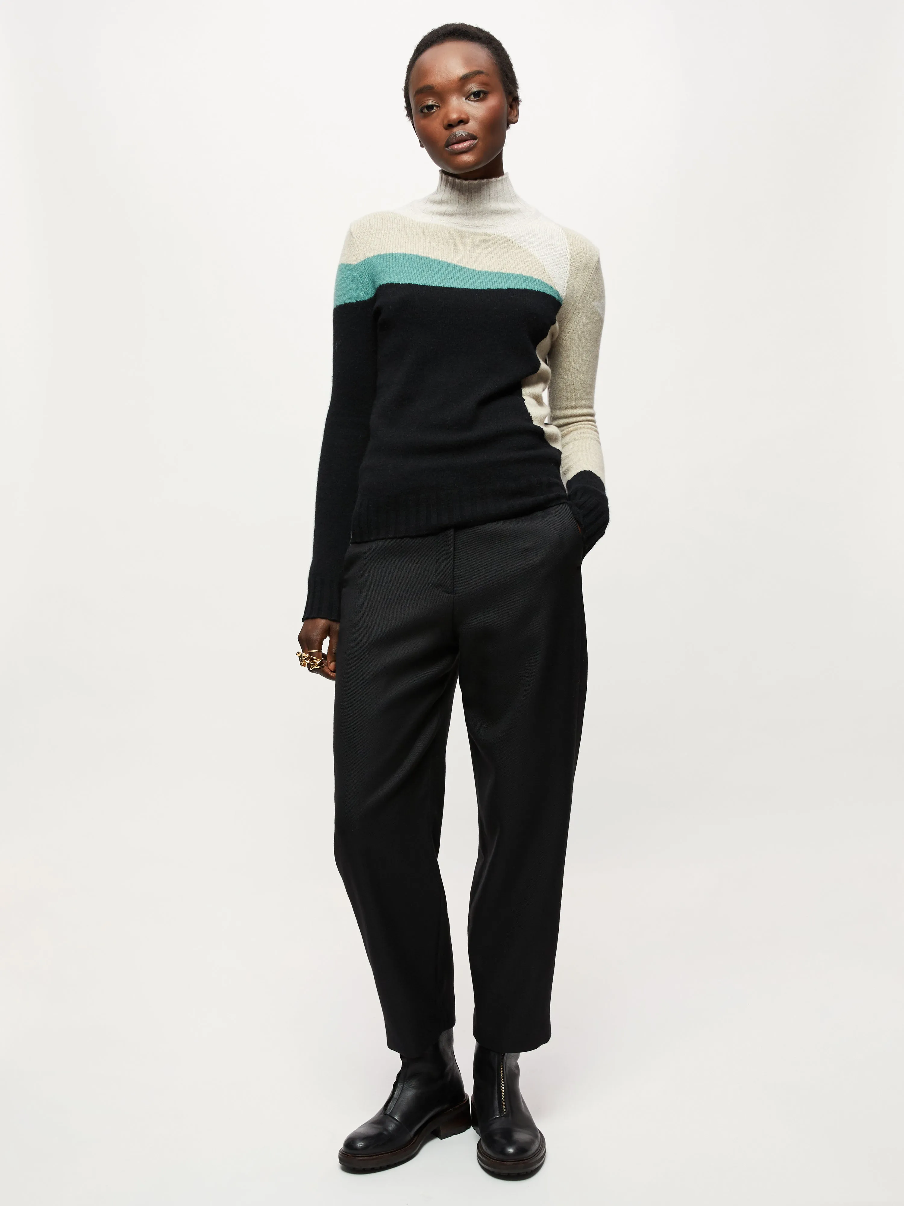 Merino Cashmere Intarsia Block jumper | Black sold by Jigsaw product image thumbnail 3