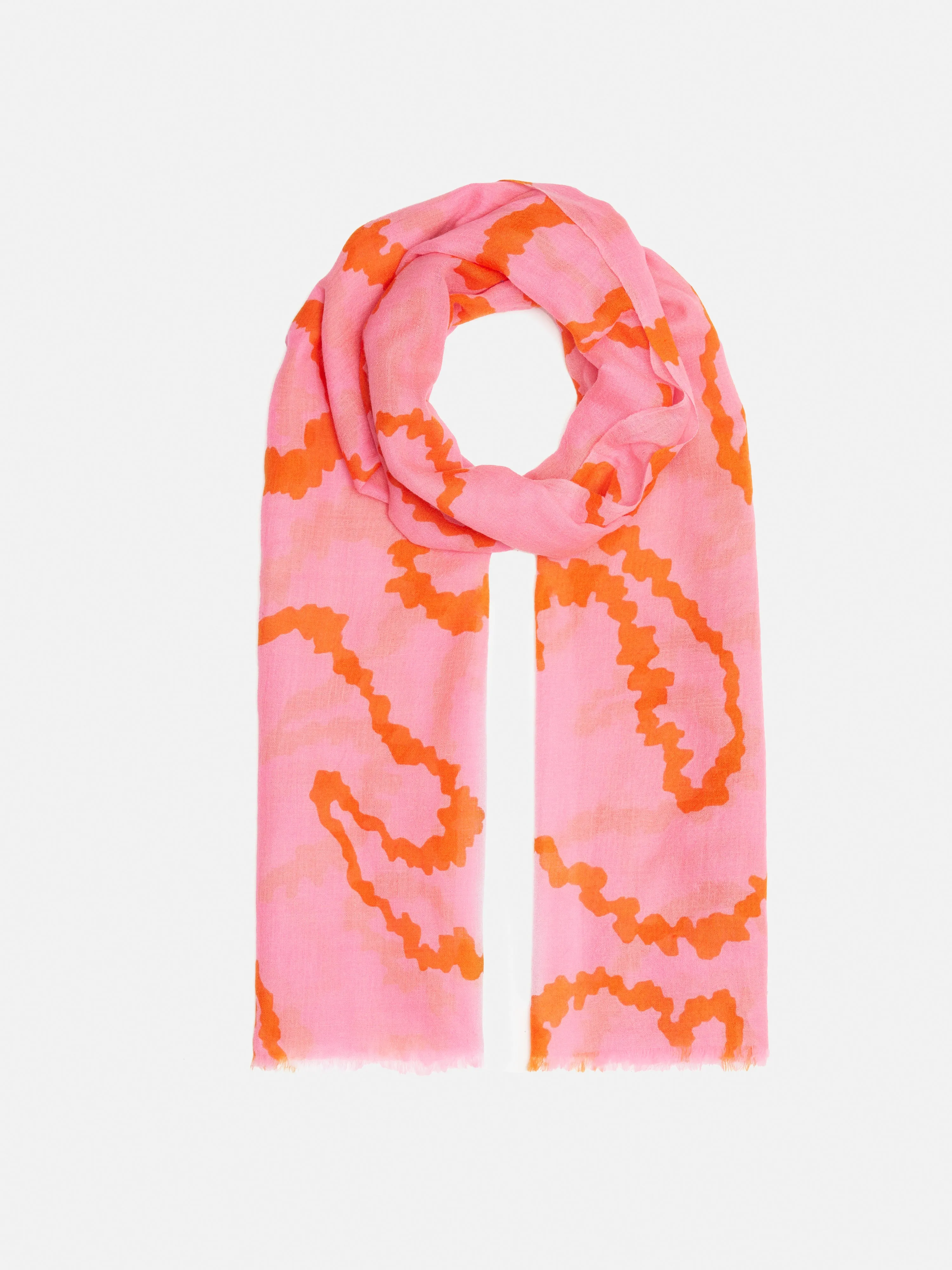 Hydra Coral Gauze Wool Silk Scarf | Pink sold by Jigsaw