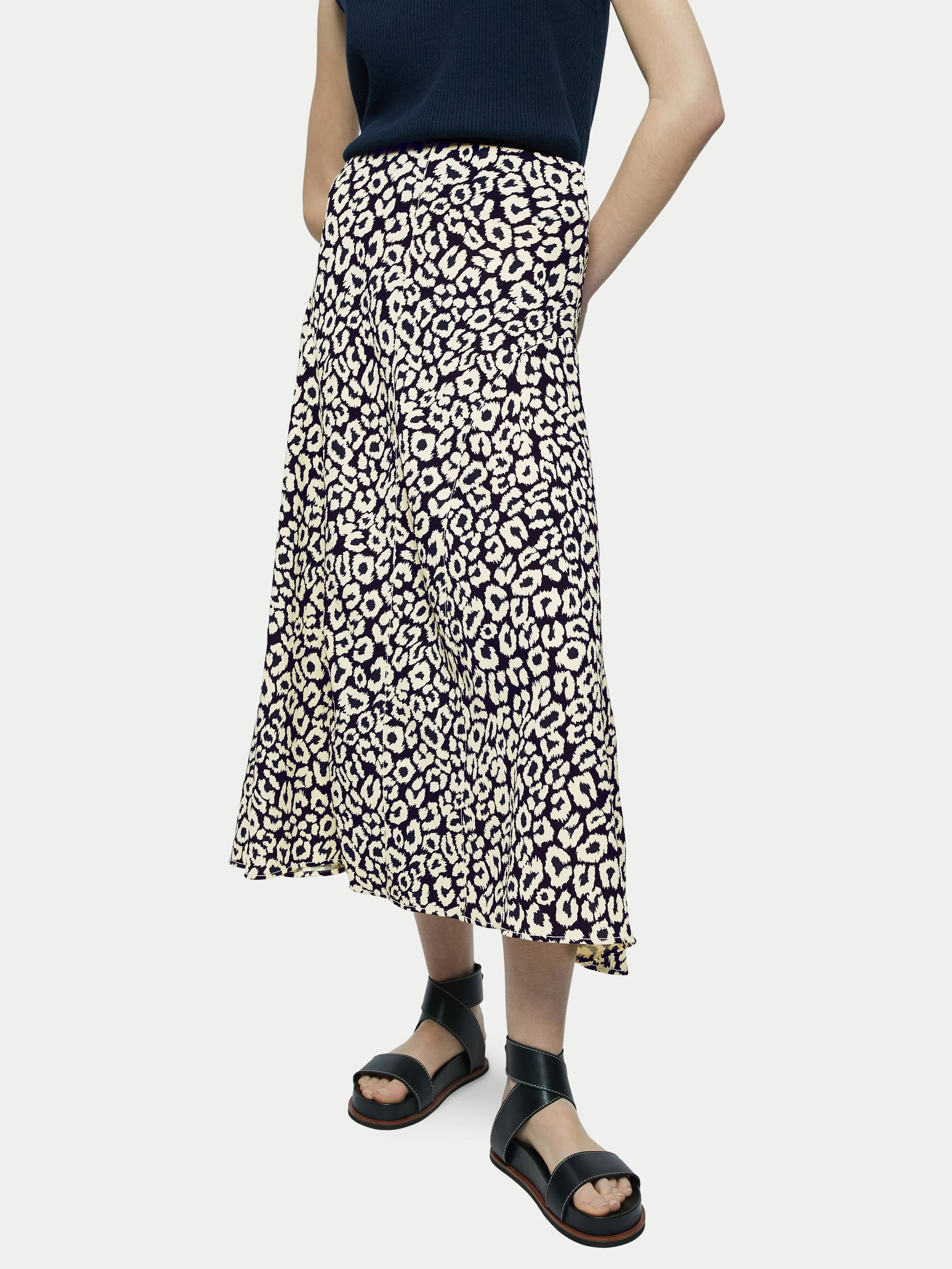 Leopard Midi Skirt | Monochrome sold by Jigsaw