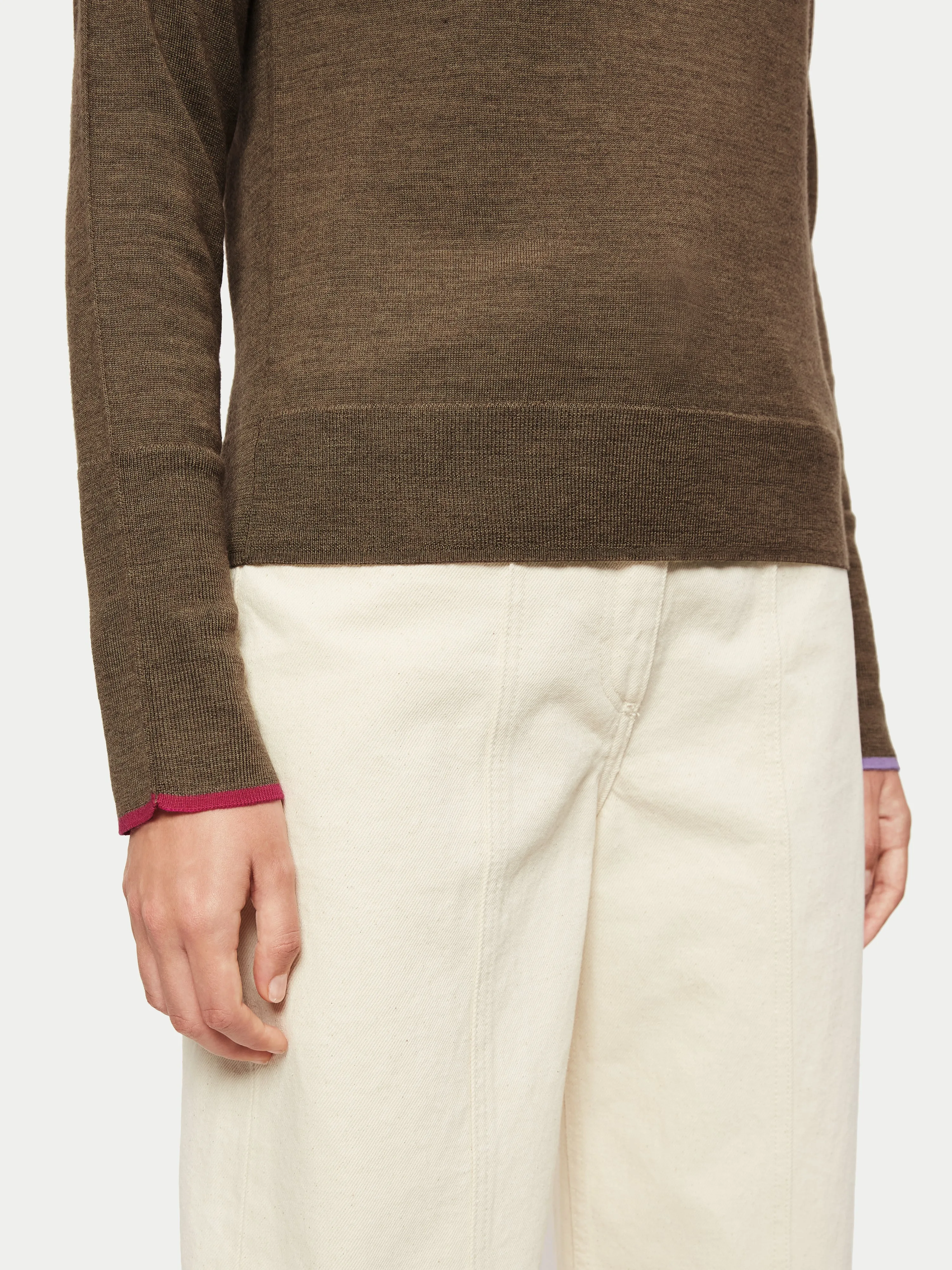 Merino Crew Neck Jumper | Khaki sold by Jigsaw product image thumbnail 3
