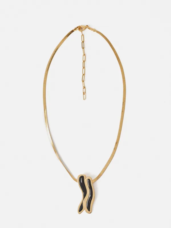 Organic Enamel Inlay Pendant | Black sold by Jigsaw