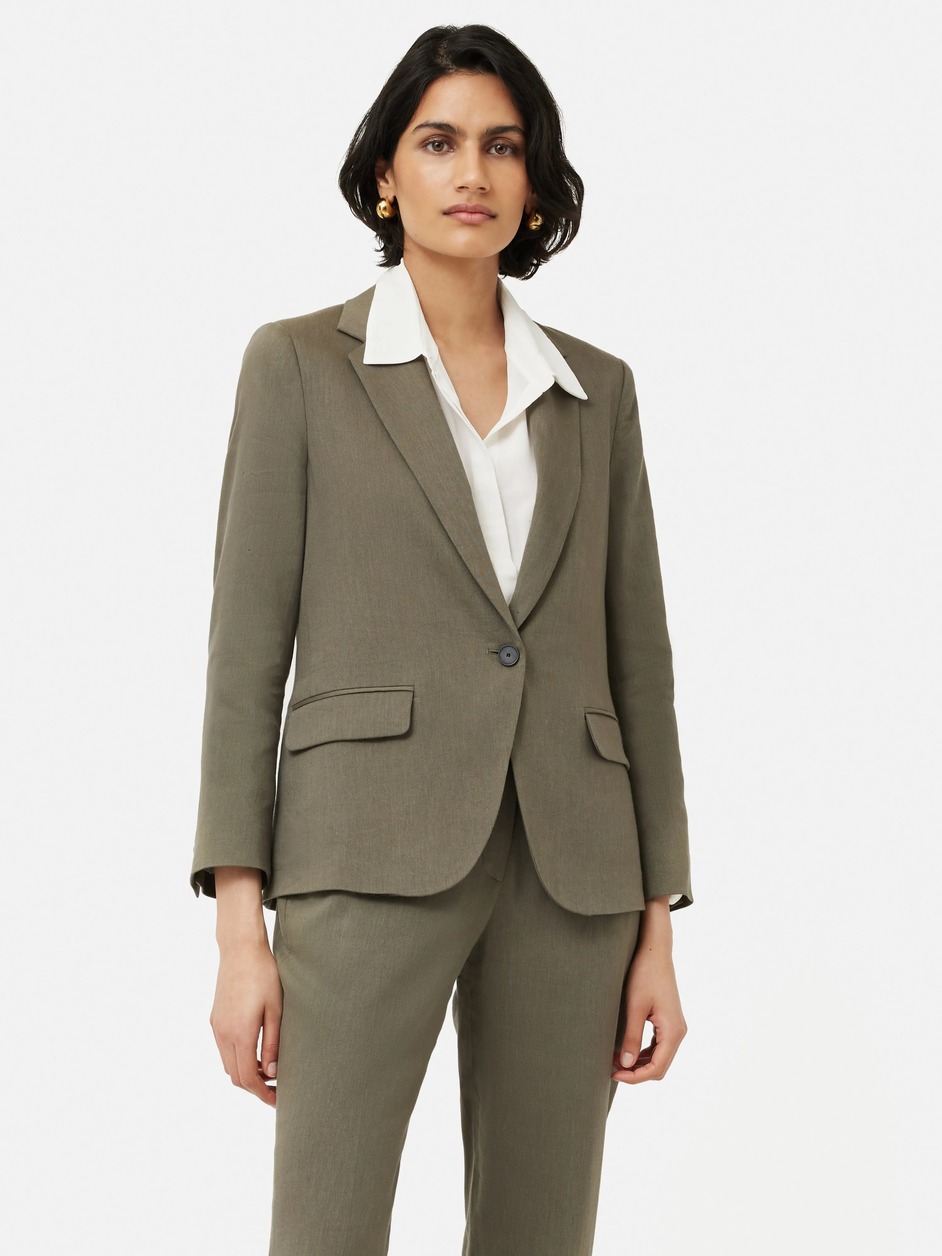 Portofino Linen Brook Blazer | Khaki sold by Jigsaw product image thumbnail 5