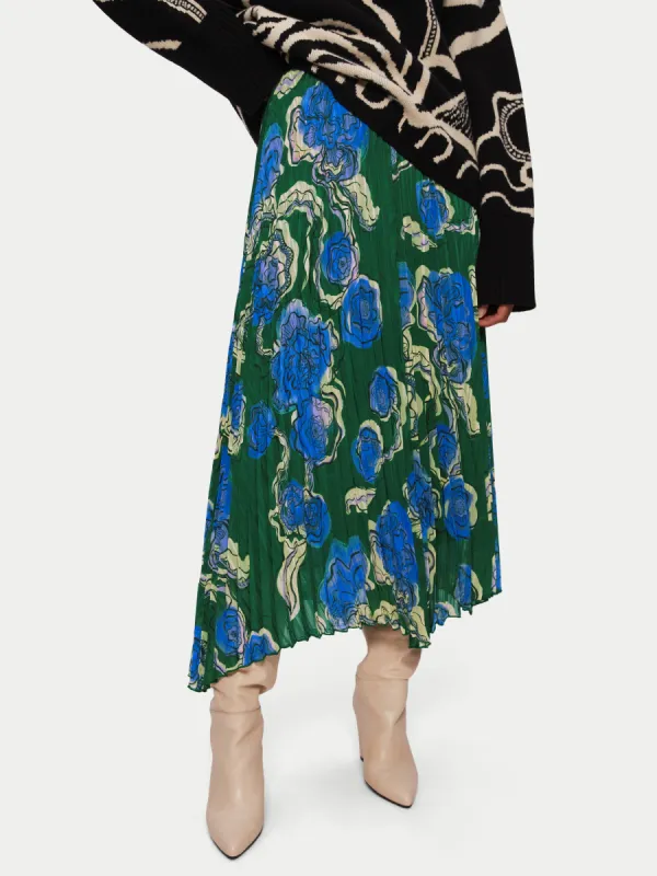 Sharan Ranshi Asymmetric Skirt | Green sold by Jigsaw